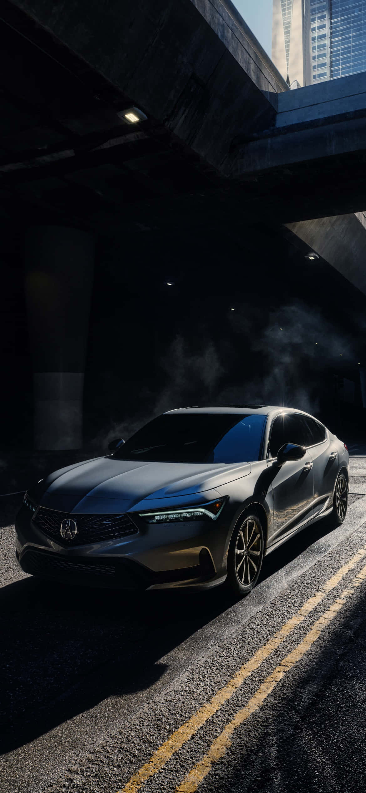 Acura Integra, silver, concrete overpass, Full HD Phone Wallpaper
