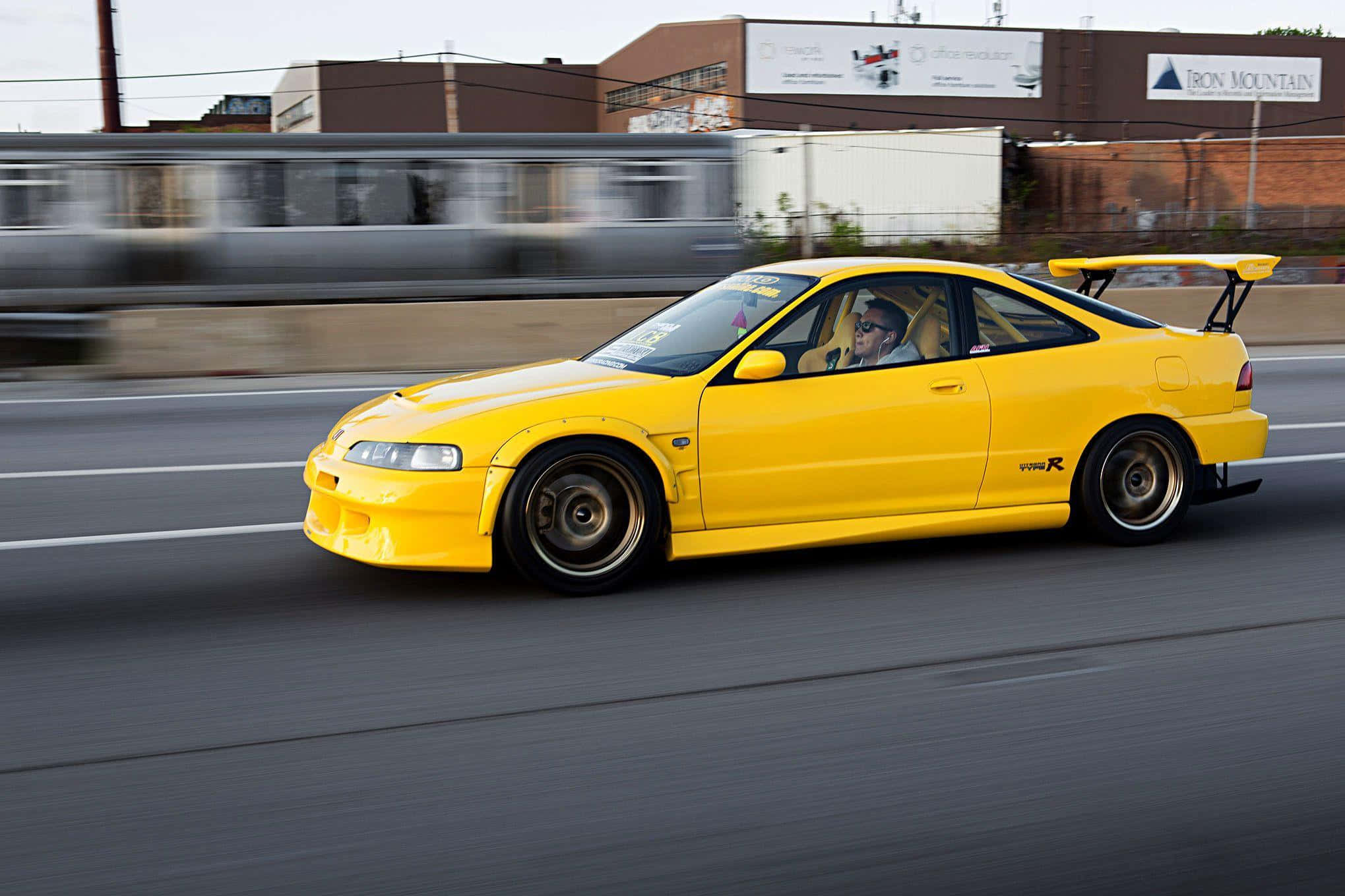 Acura Integra, 2039, bright yellow, Full HD Desktop Wallpaper