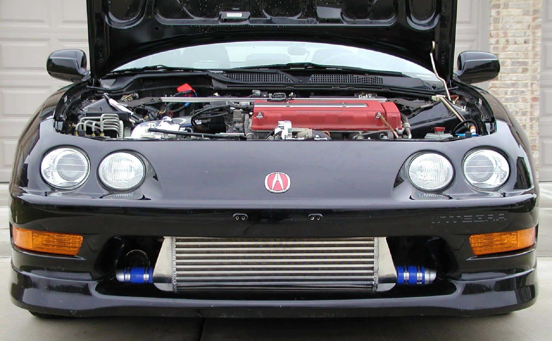 Acura Integra, black, hood open, Full HD Desktop Wallpaper