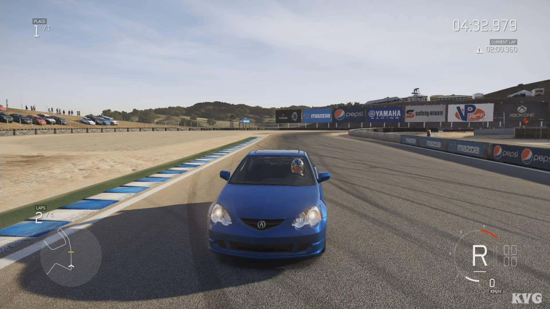 Acura Integra, blue race car, sunlit asphalt track, Full HD Desktop Wallpaper