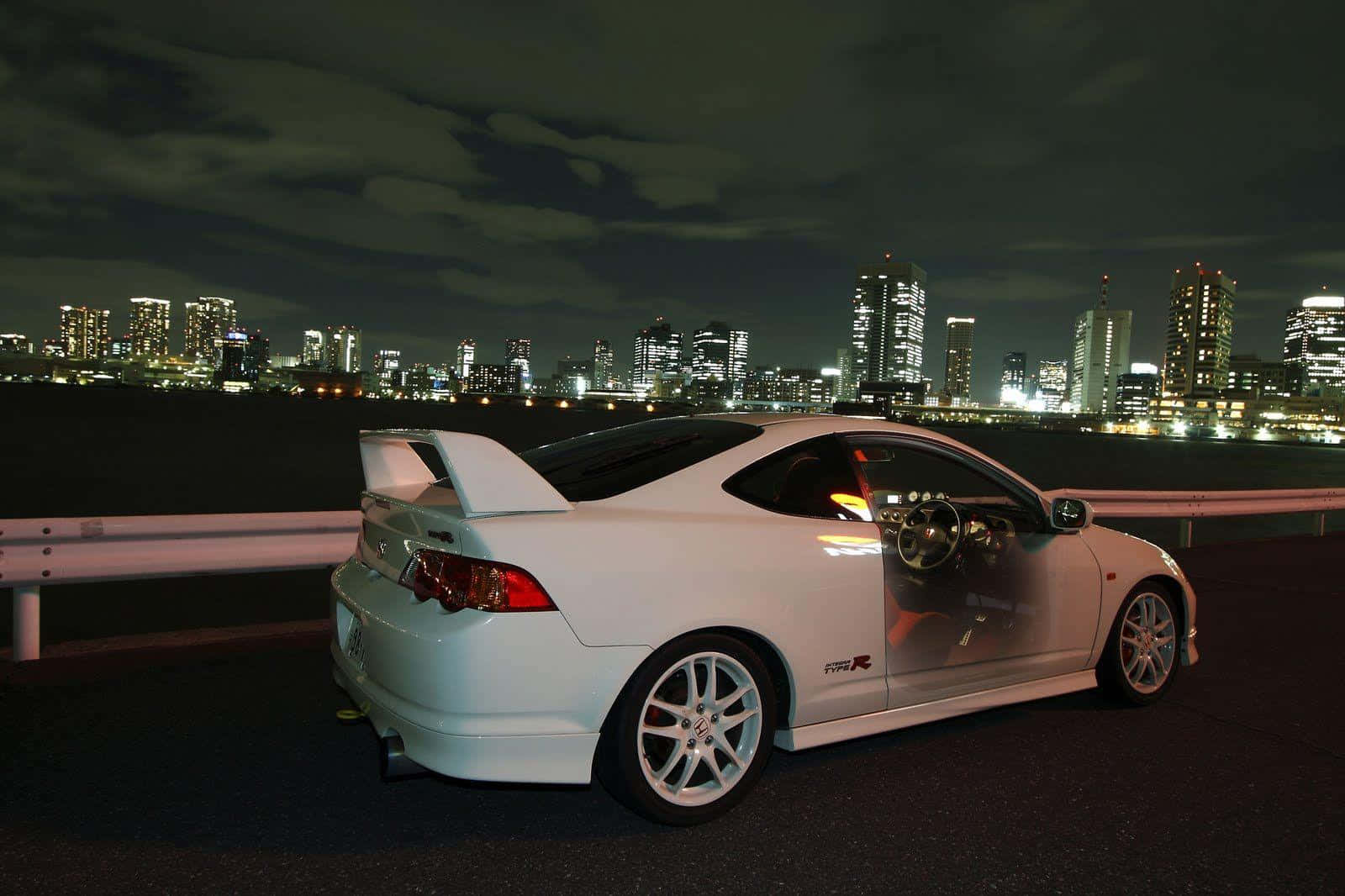 Acura Integra, white, night, HD Desktop Wallpaper