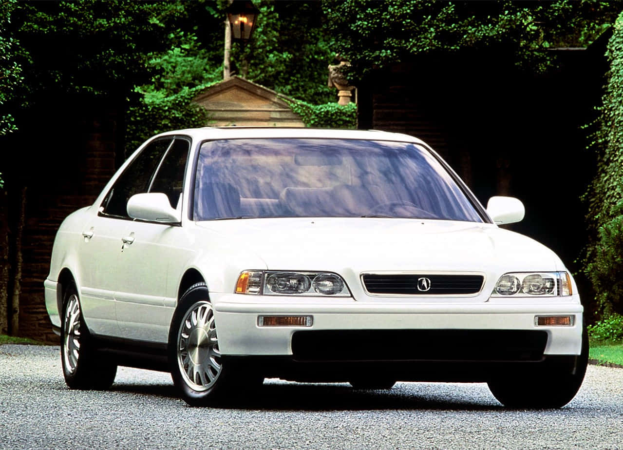 Acura Legend, white, gravel driveway, SD Desktop Wallpaper