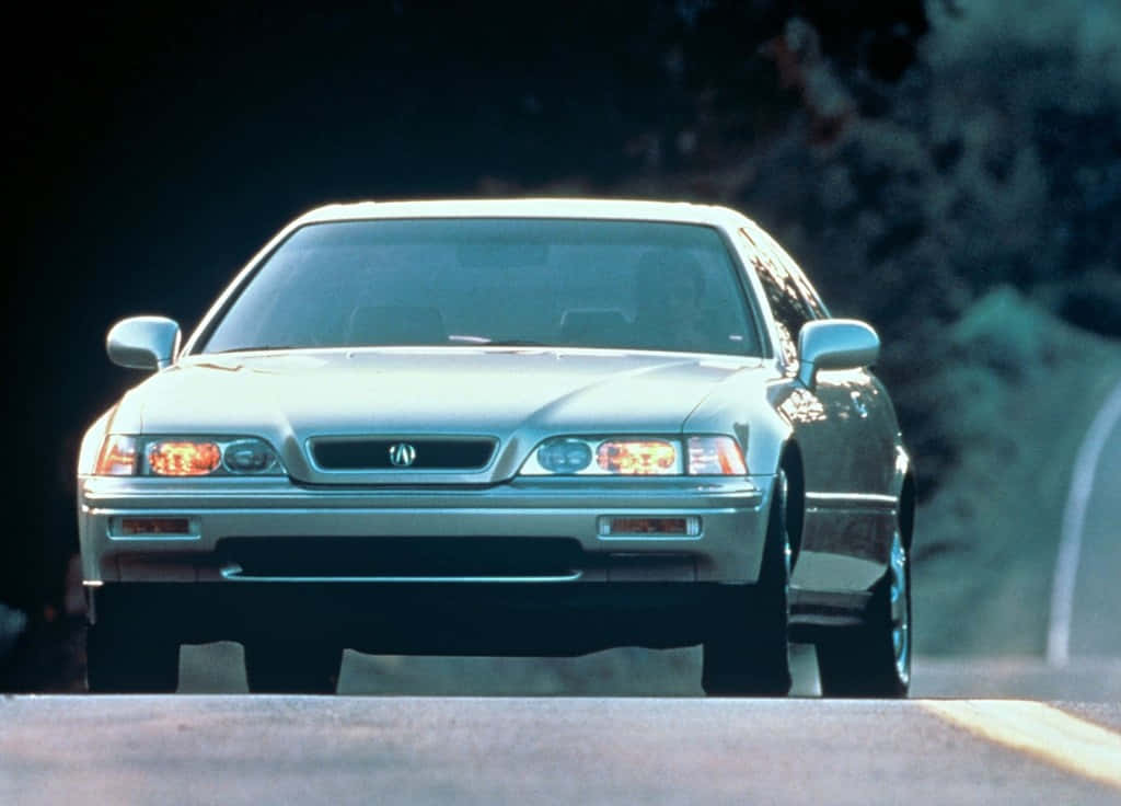 Acura Legend, silver, glowing headlights, SD Desktop Wallpaper