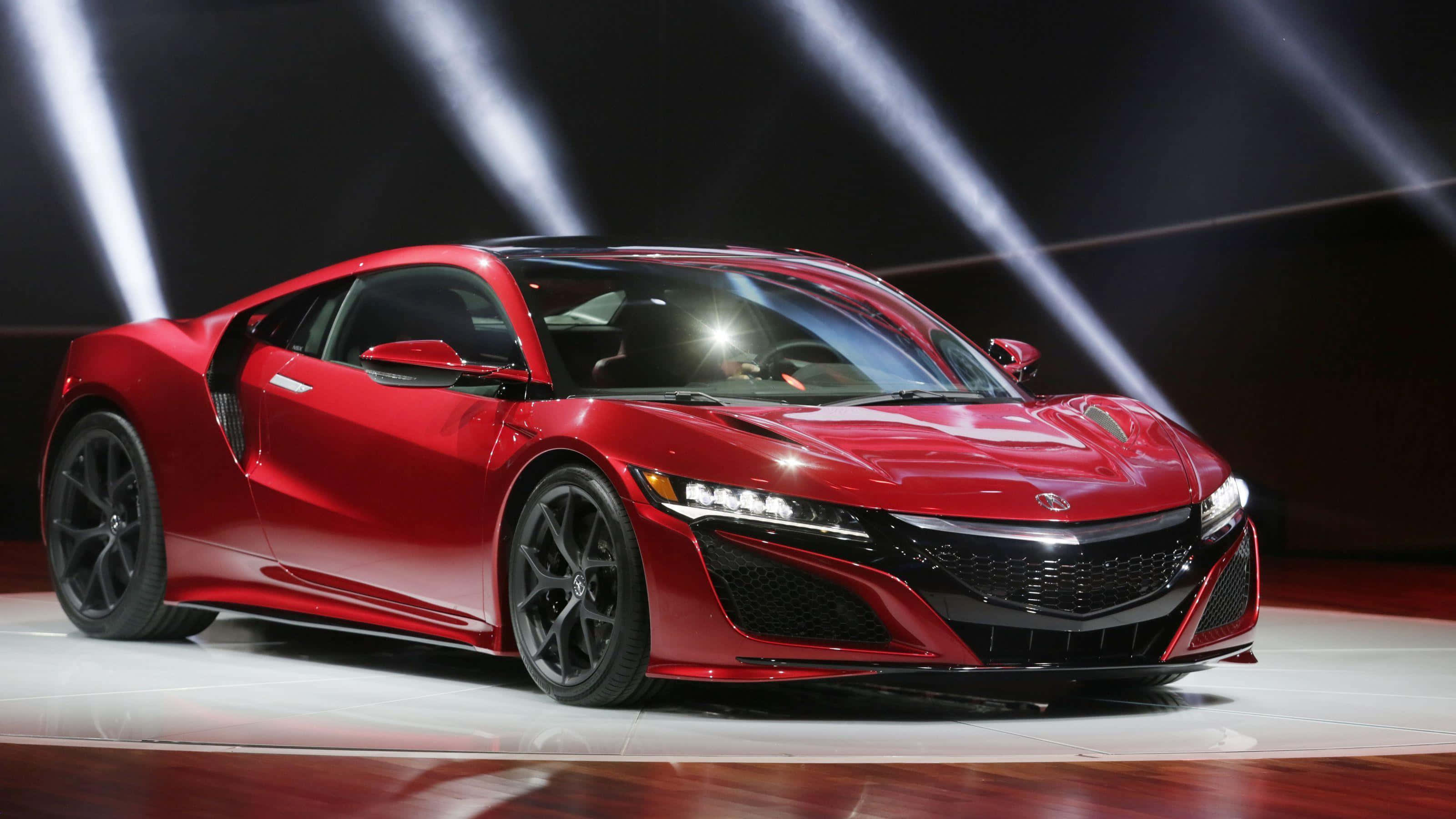 Acura Nsx, glossy red, dramatic spotlights, 2K Desktop Wallpaper