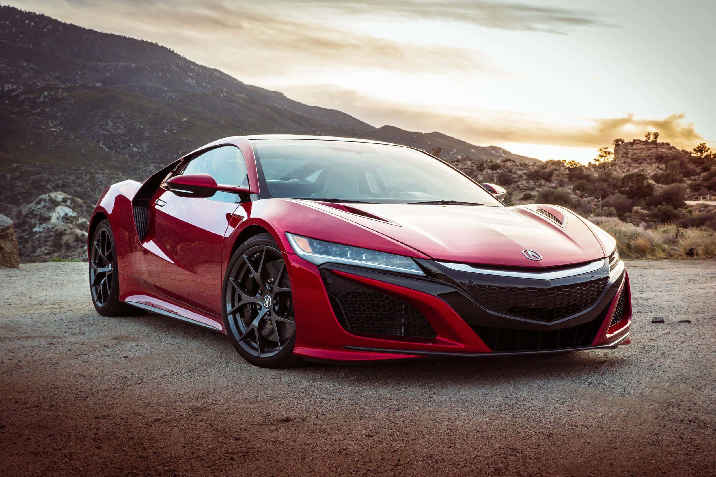 Acura NSX, red, gravel road, Full HD Desktop Wallpaper