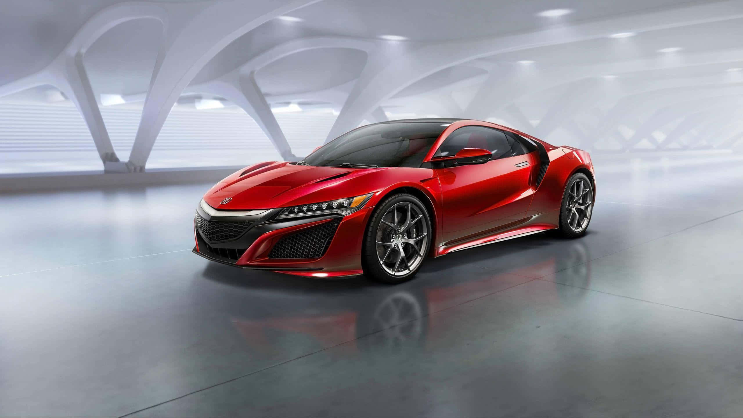 Acura NSX, red, futuristic white architectural space, 2K Desktop Wallpaper