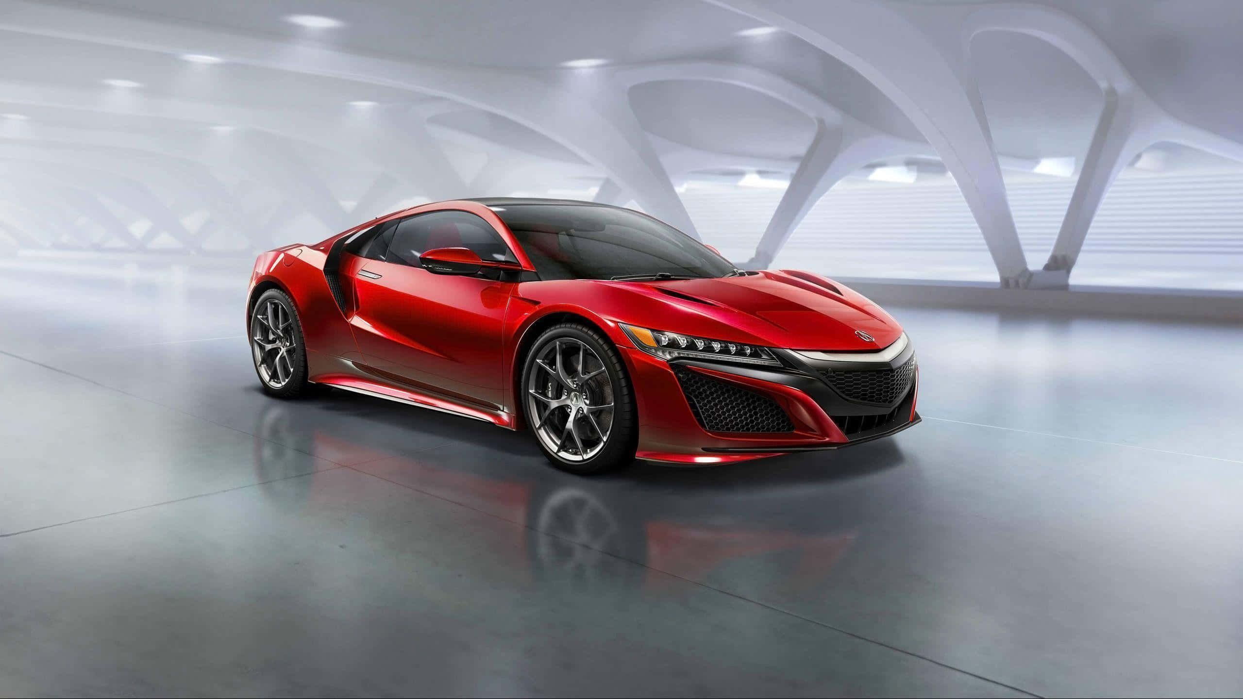 Acura NSX, red, futuristic white architectural space, 2K Desktop Wallpaper