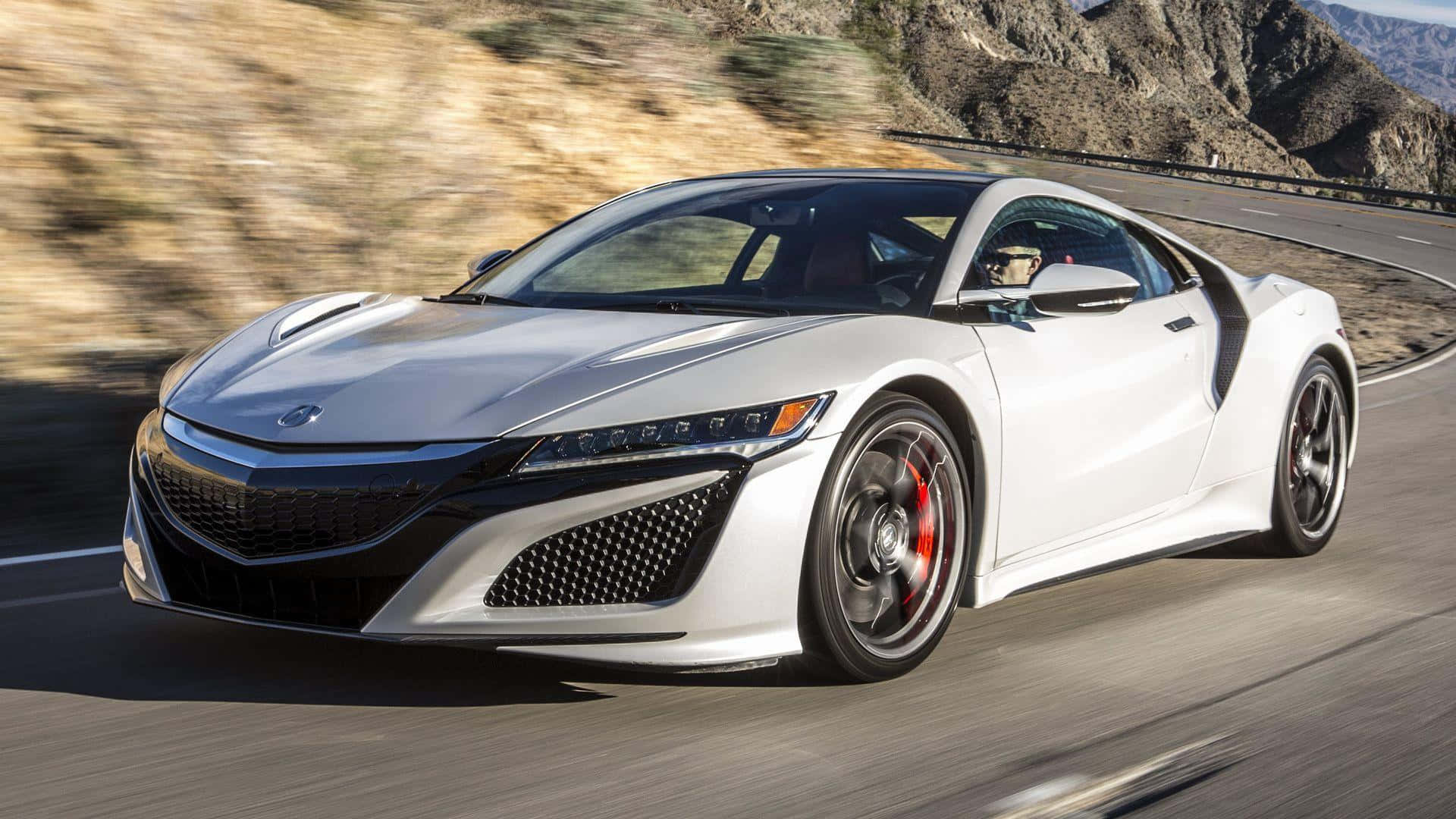 Acura NSX, white sports car, winding mountain road, Full HD Desktop Wallpaper