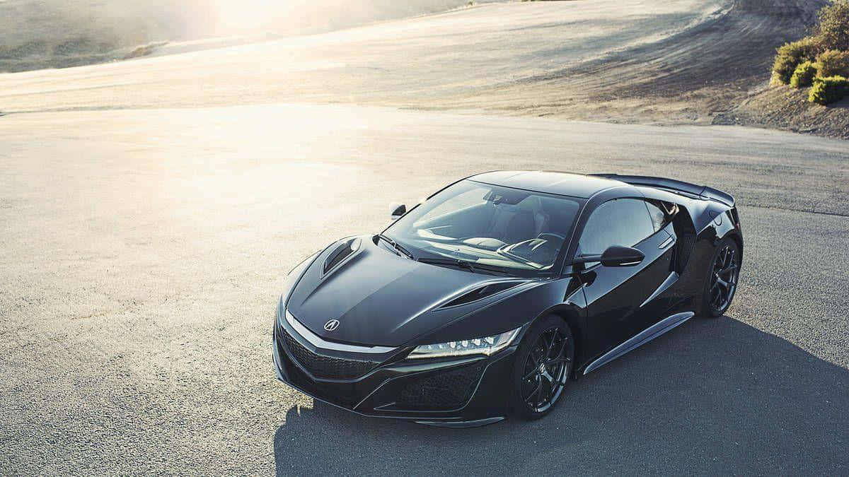 Acura NSX, black, golden sunlight, SD Desktop Wallpaper