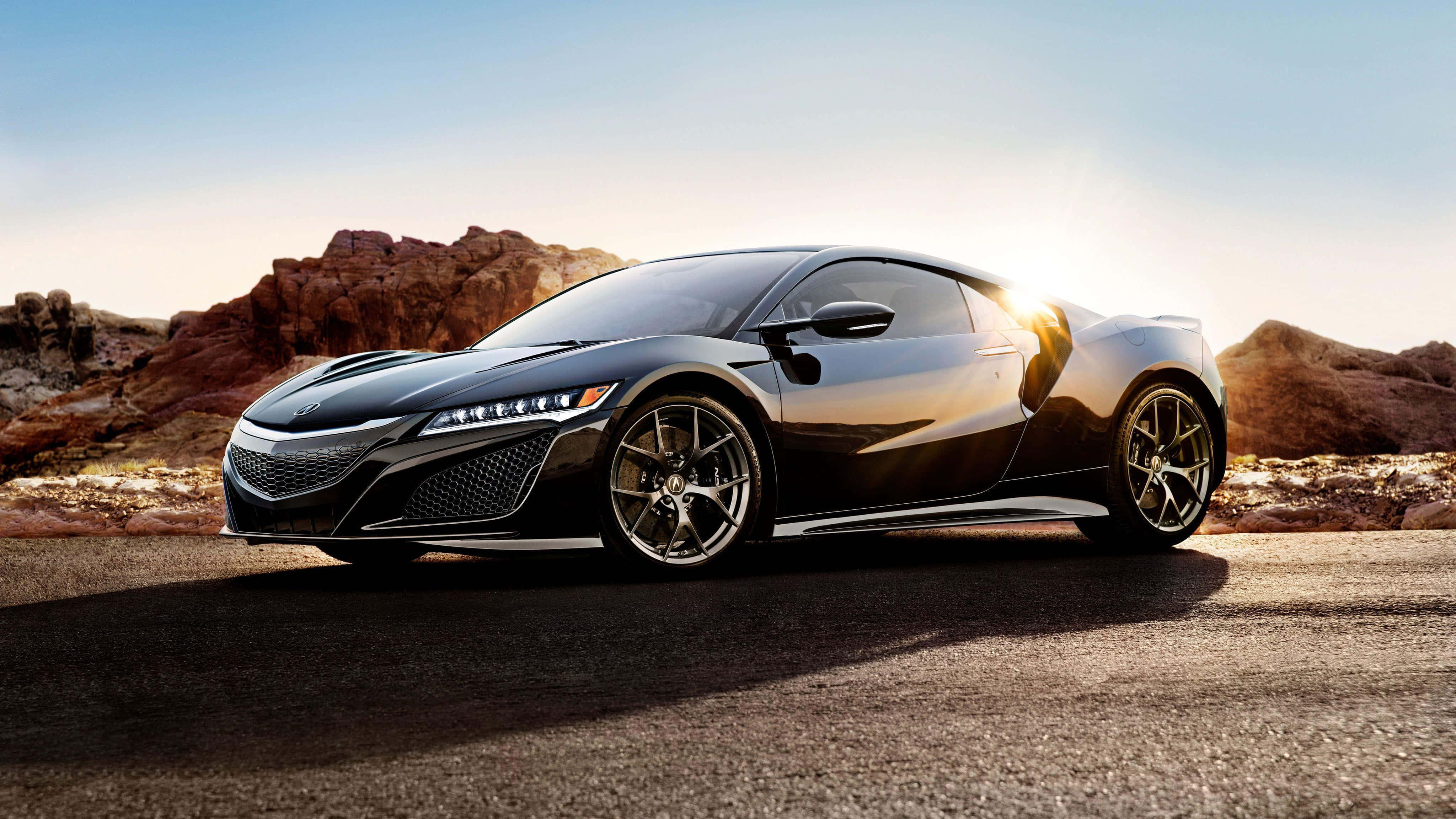 Acura NSX, black, golden sunset, 4K Desktop Wallpaper