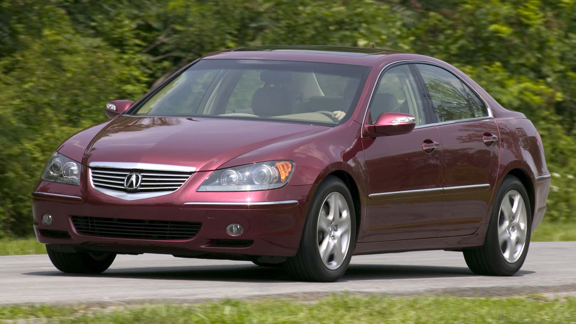 Acura RL, maroon, paved road, Full HD Desktop Wallpaper