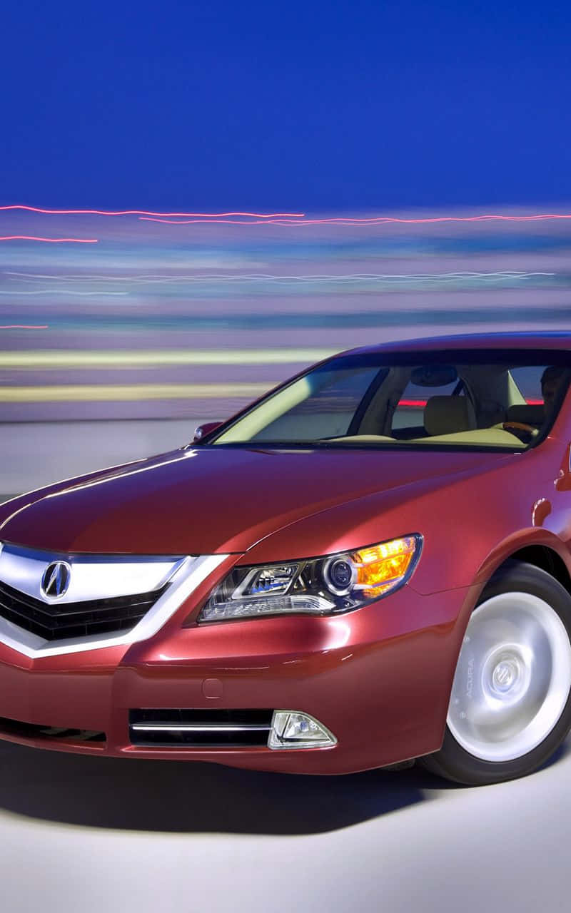 Acura RL, glossy red, streaked twilight sky, HD Phone Wallpaper