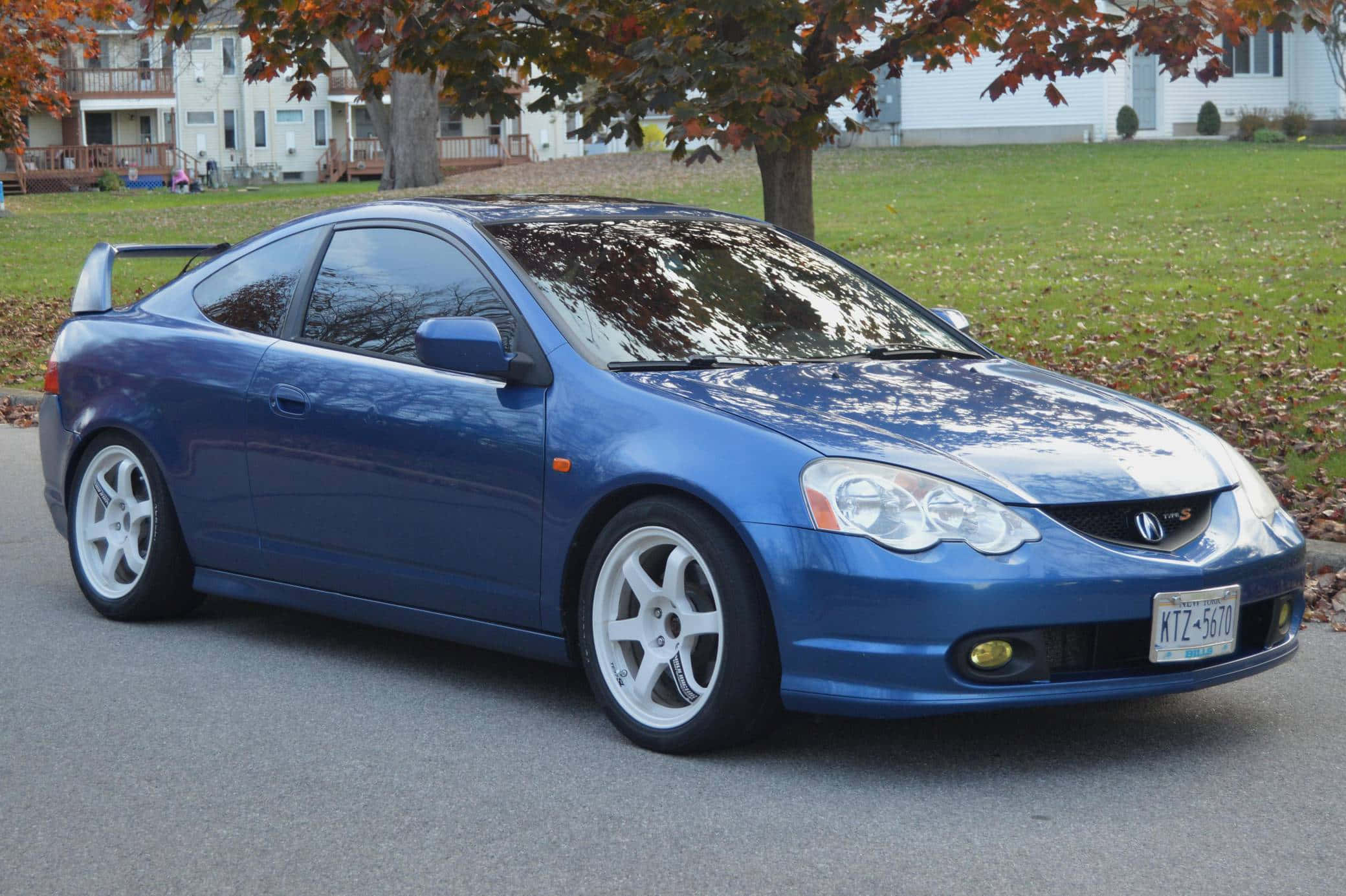 Acura RSX, glossy blue, suburban street, Full HD Desktop Wallpaper