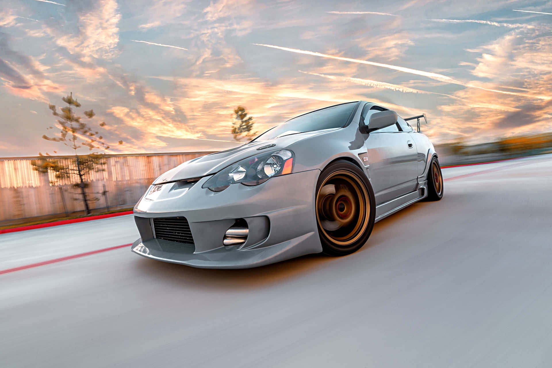 Acura RSX, silver, track, Full HD Desktop Wallpaper