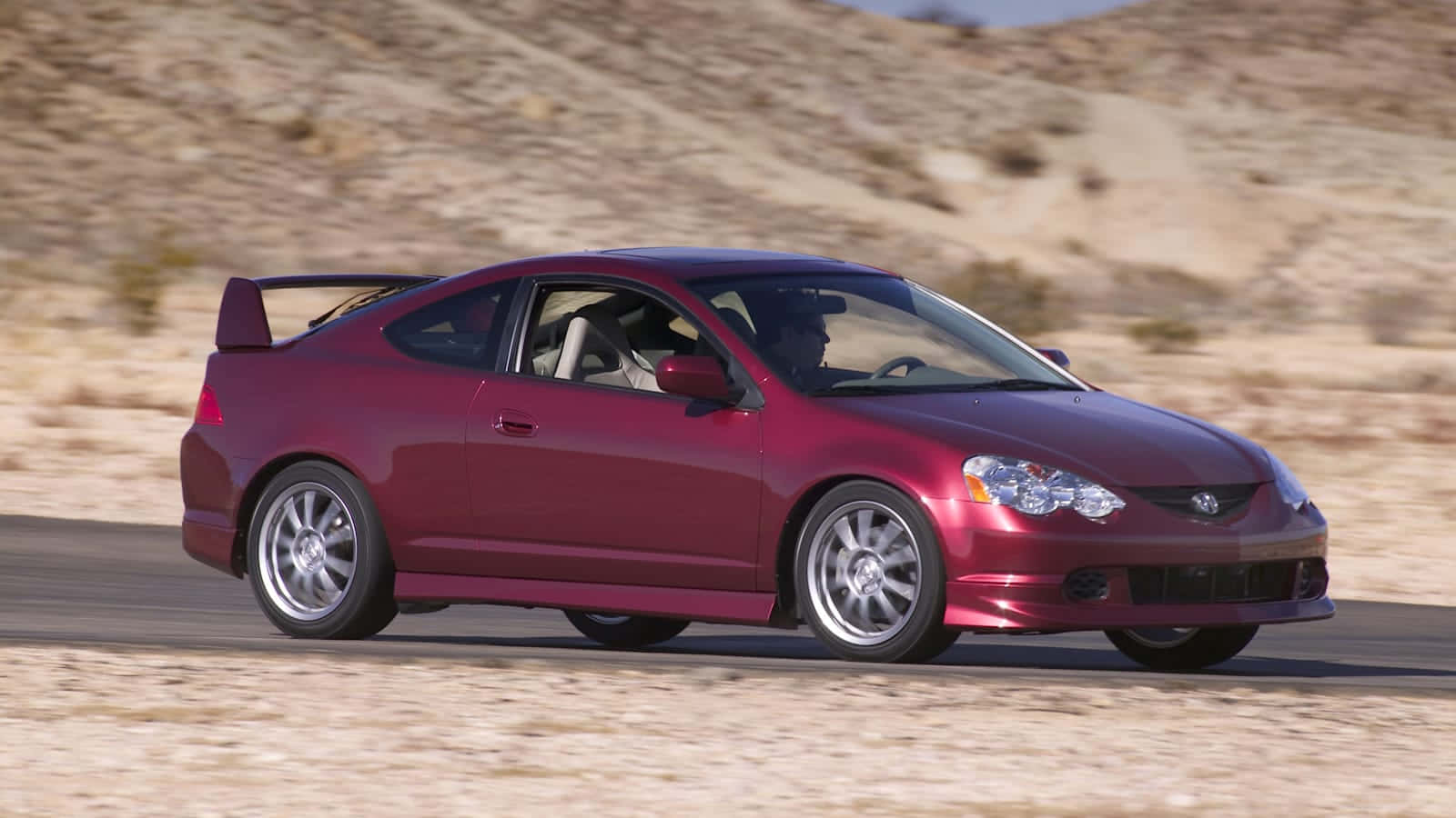 Acura RSX, maroon, desert road, HD Desktop Wallpaper