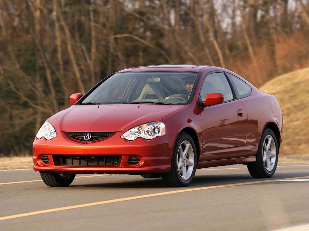Acura RSX, glossy red, paved road, SD Desktop Wallpaper