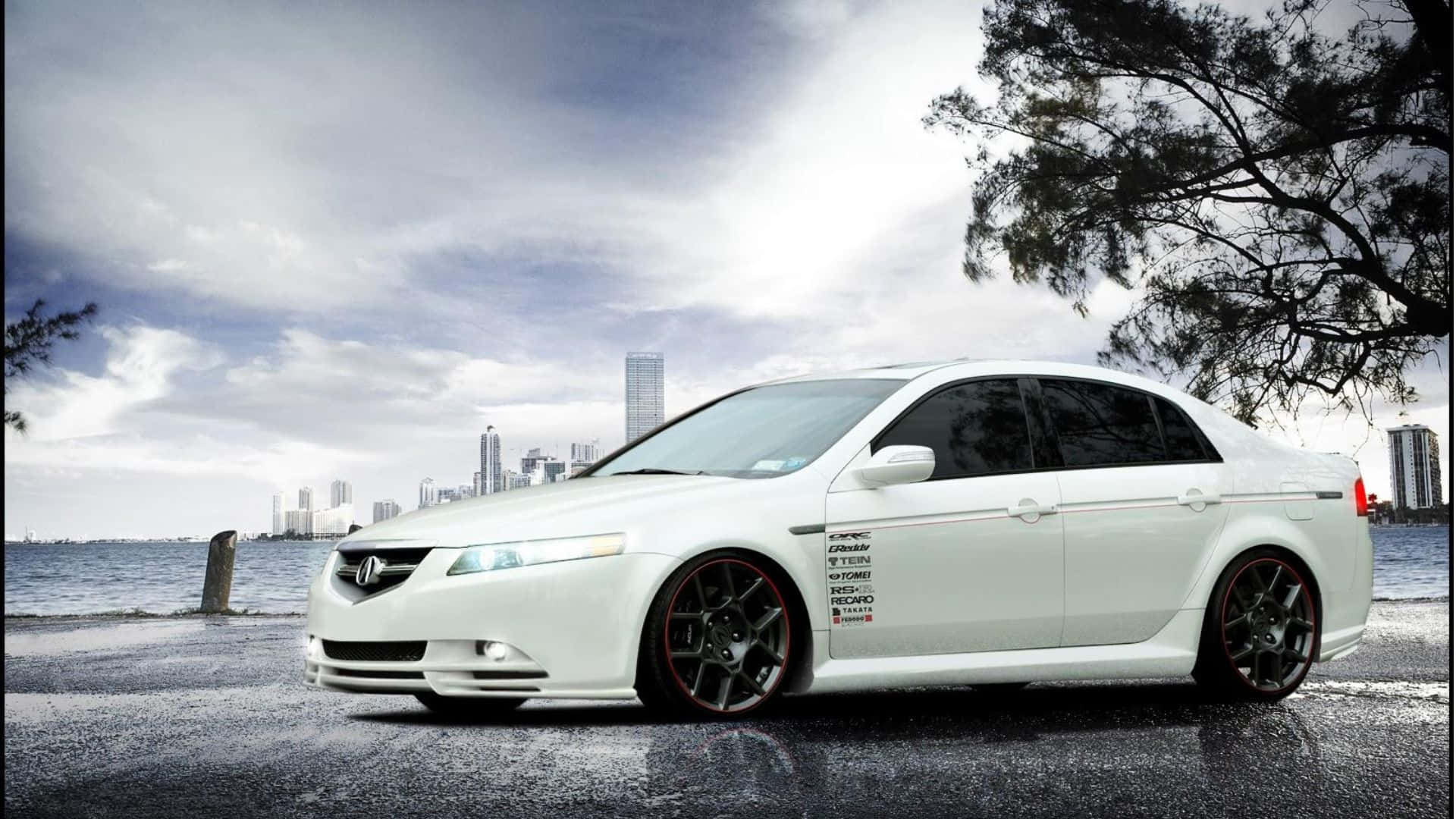 Acura TL, white, black rims, Full HD Desktop Wallpaper