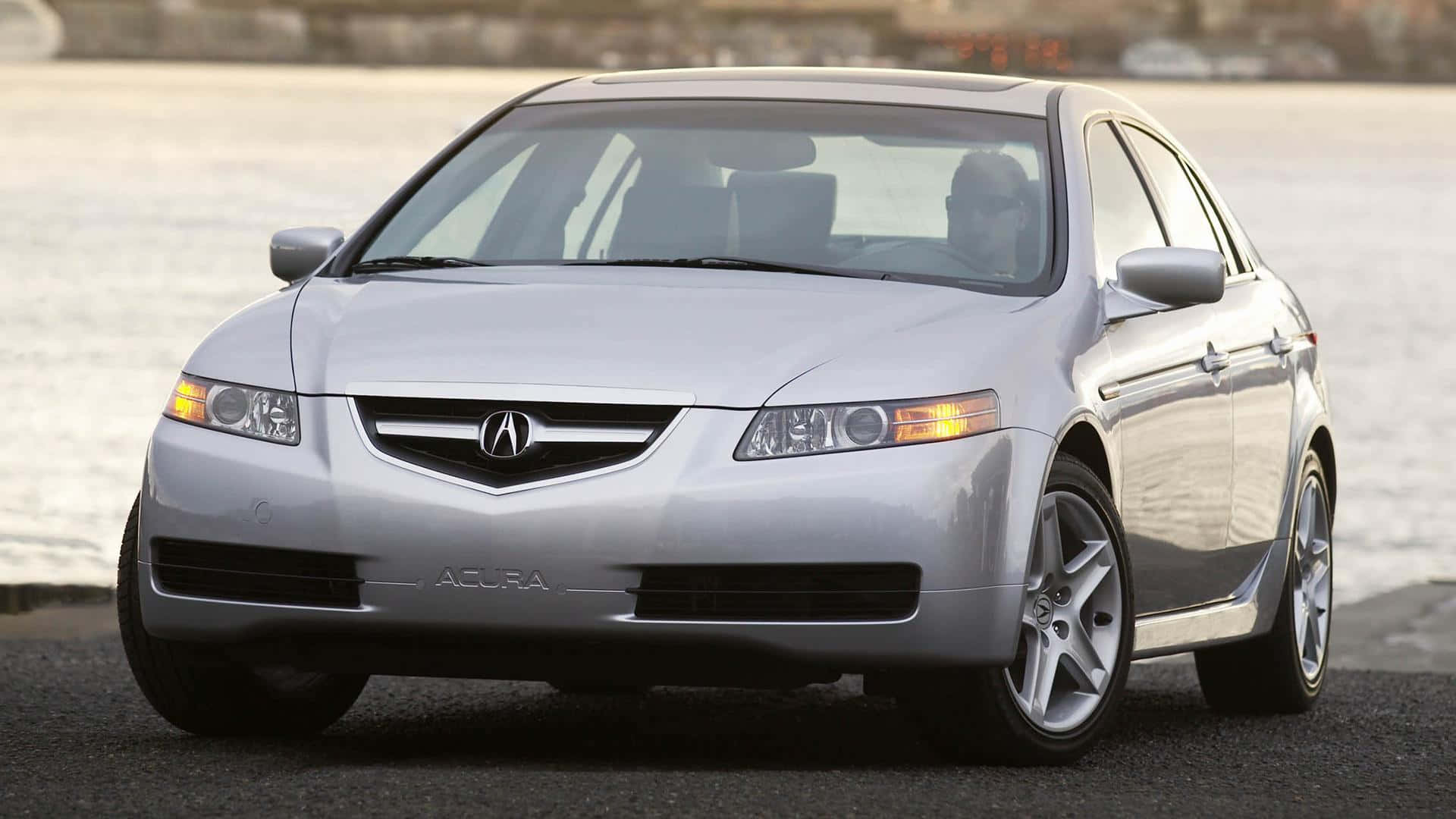 Acura TL, silver, waterfront, Full HD Desktop Wallpaper