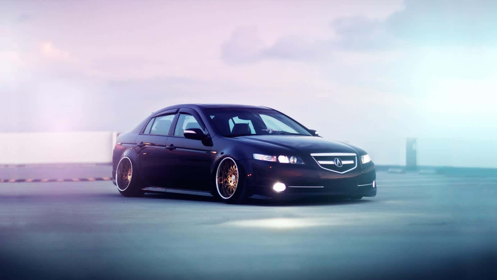 Acura TL, black, gold rims, HD Desktop Wallpaper