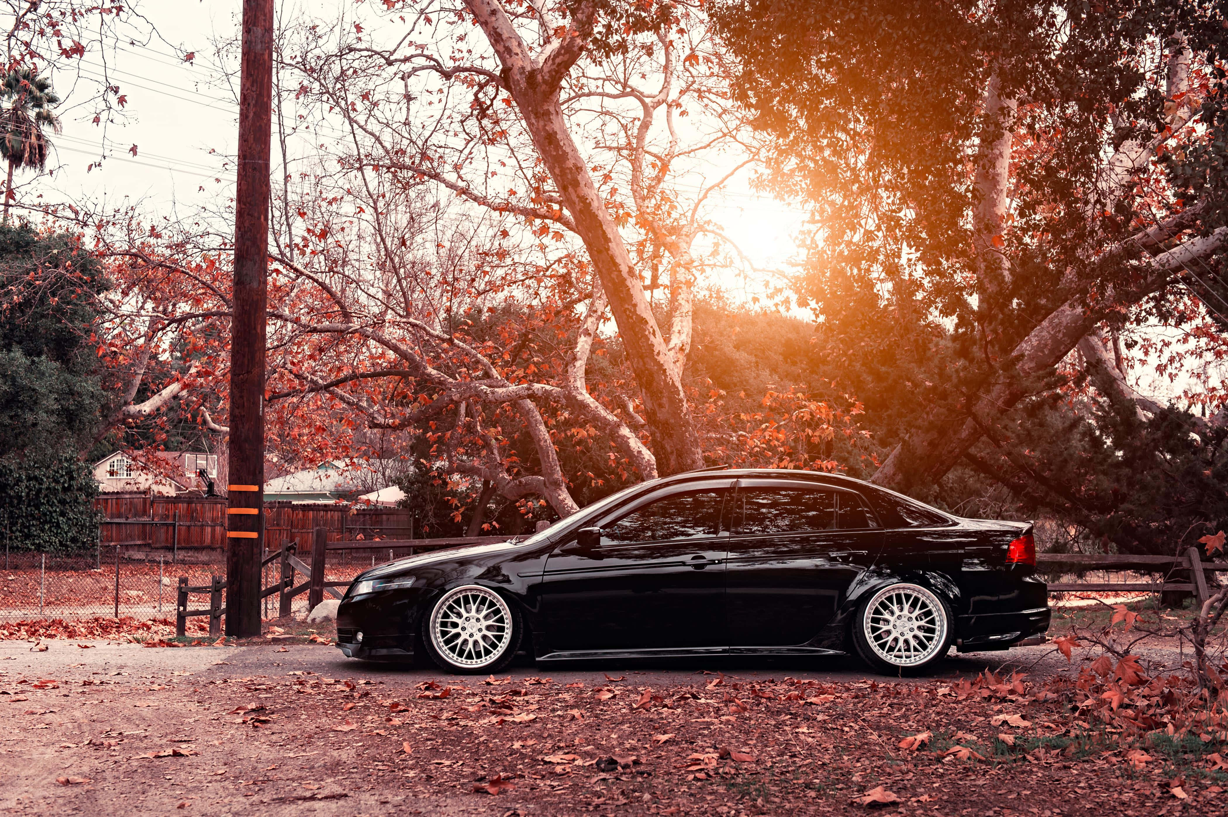 Acura TL, black sedan, white wheels, 4K Desktop Wallpaper