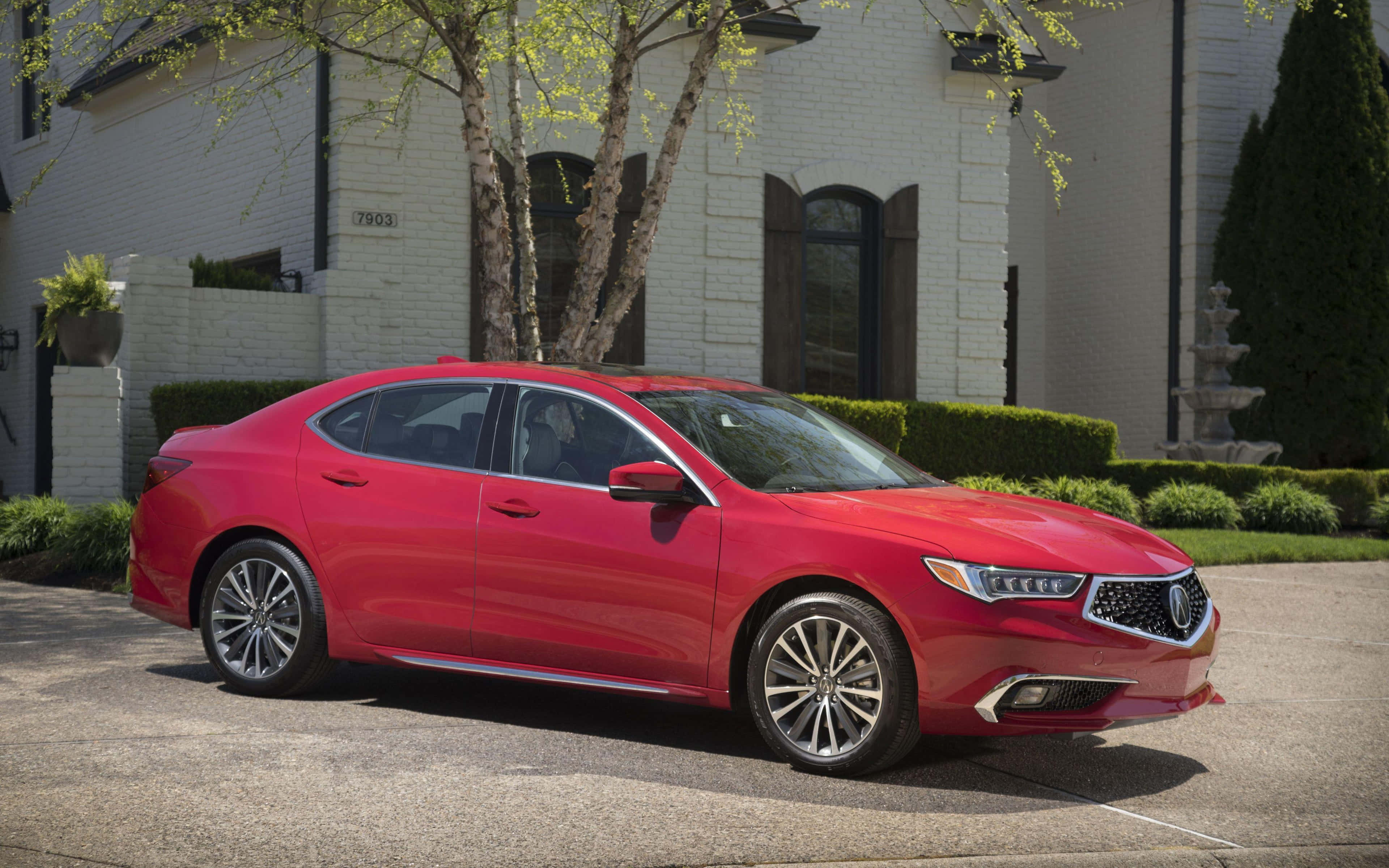 Acura TLX, vibrant red, driveway, 4K Desktop Wallpaper