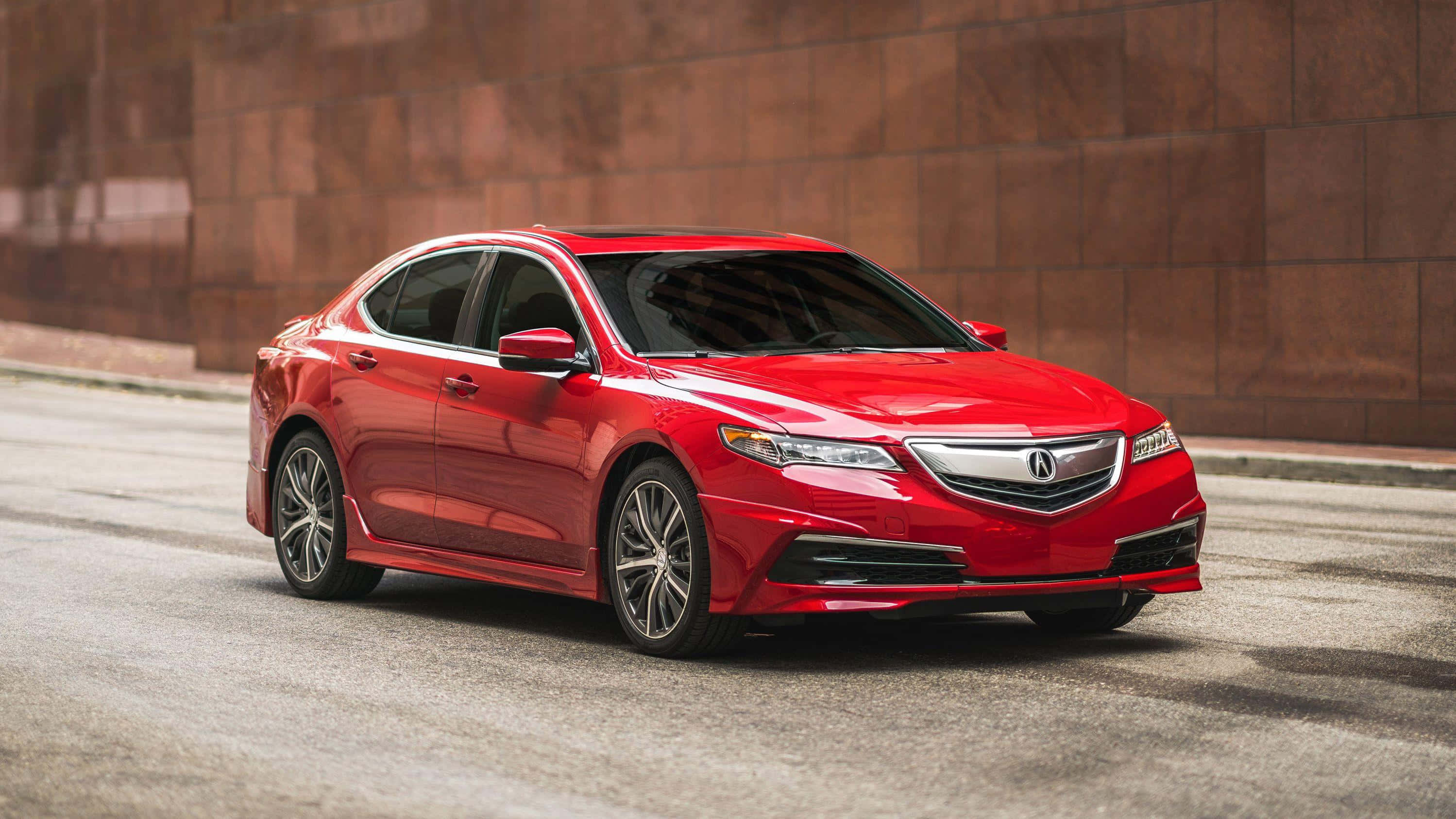 Acura TLX, glossy red, city street, 2K Desktop Wallpaper