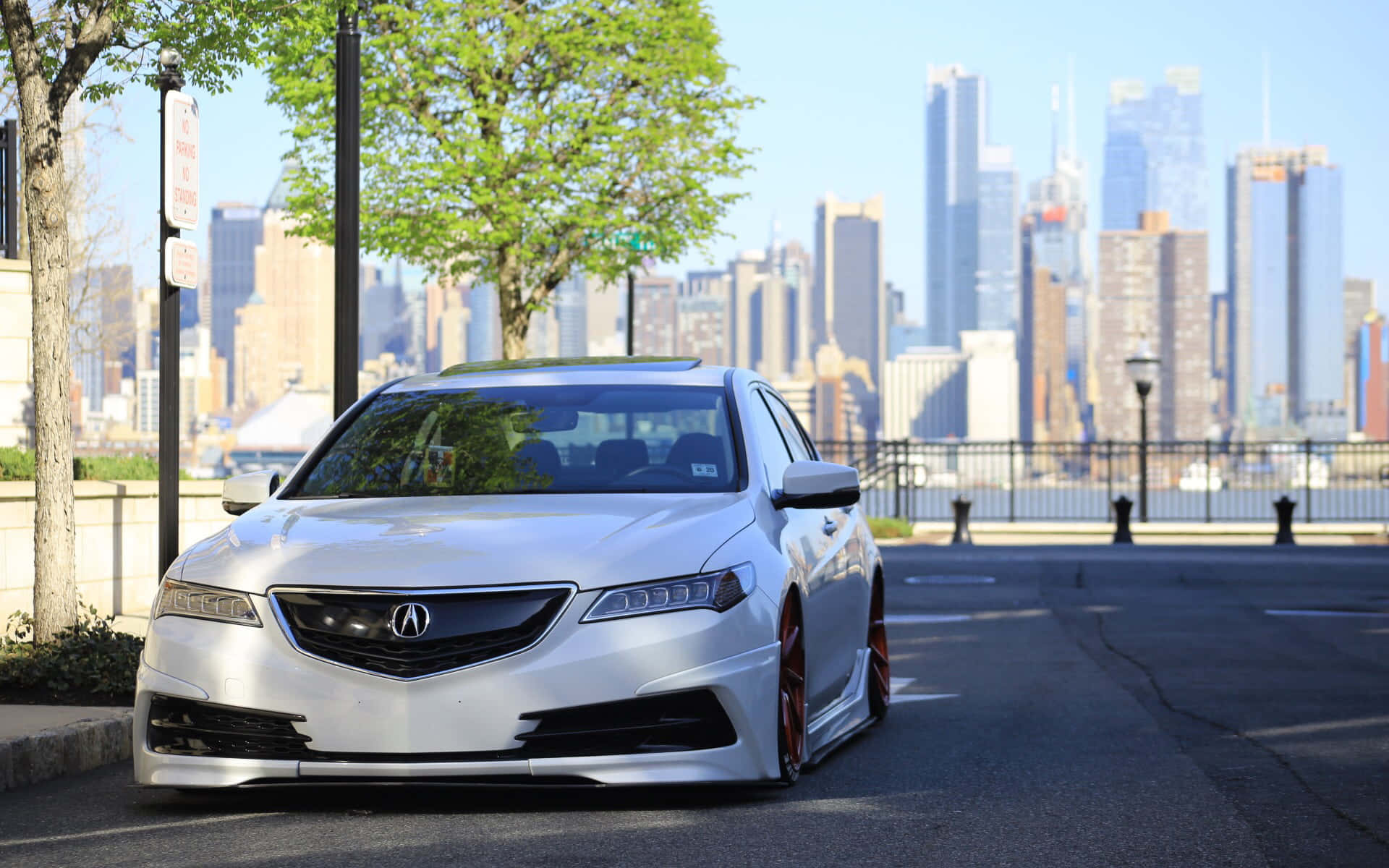 Acura TLX, white, red brake calipers, Full HD Desktop Wallpaper