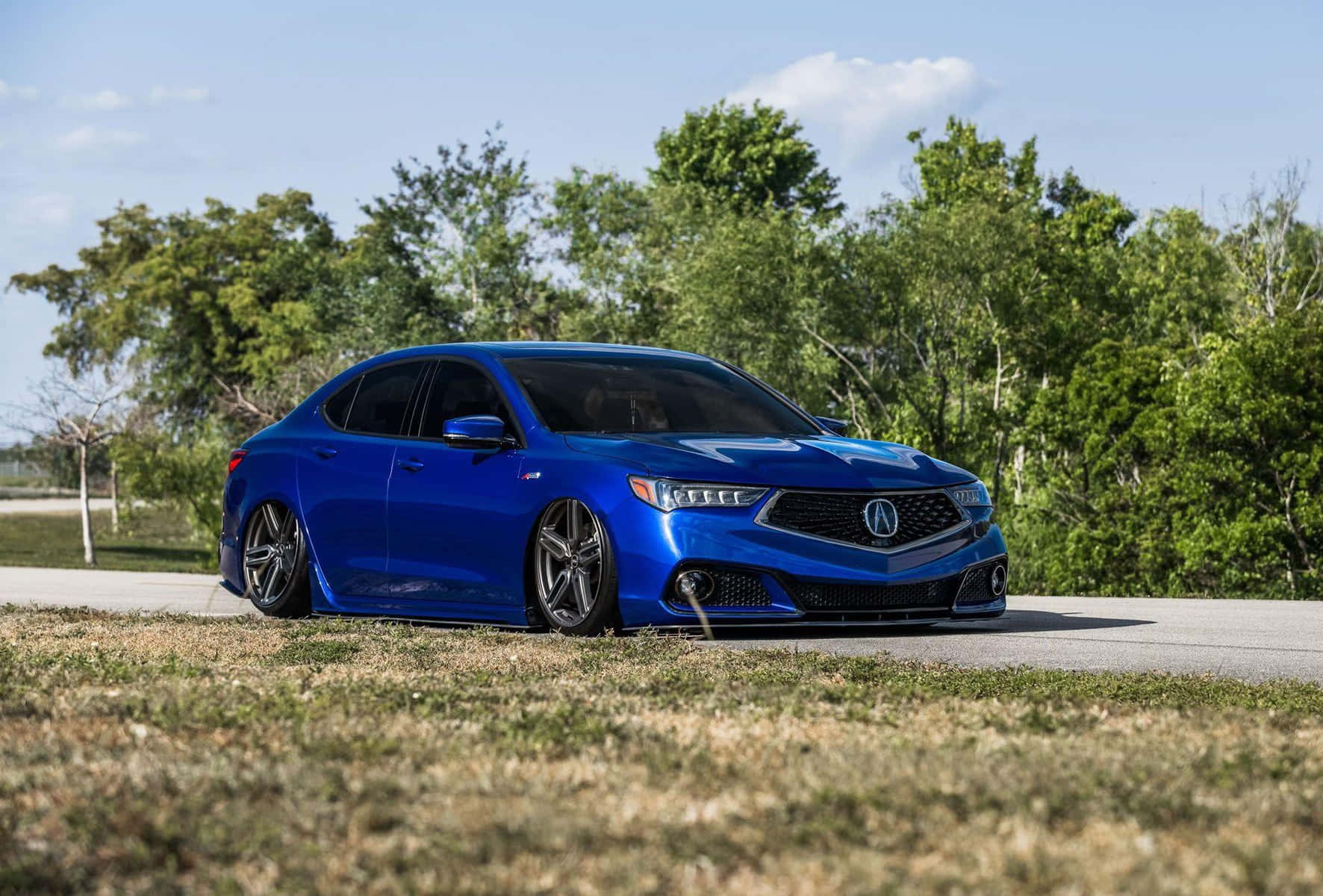 Acura TLX, vibrant blue, modified sedan, HD Desktop Wallpaper