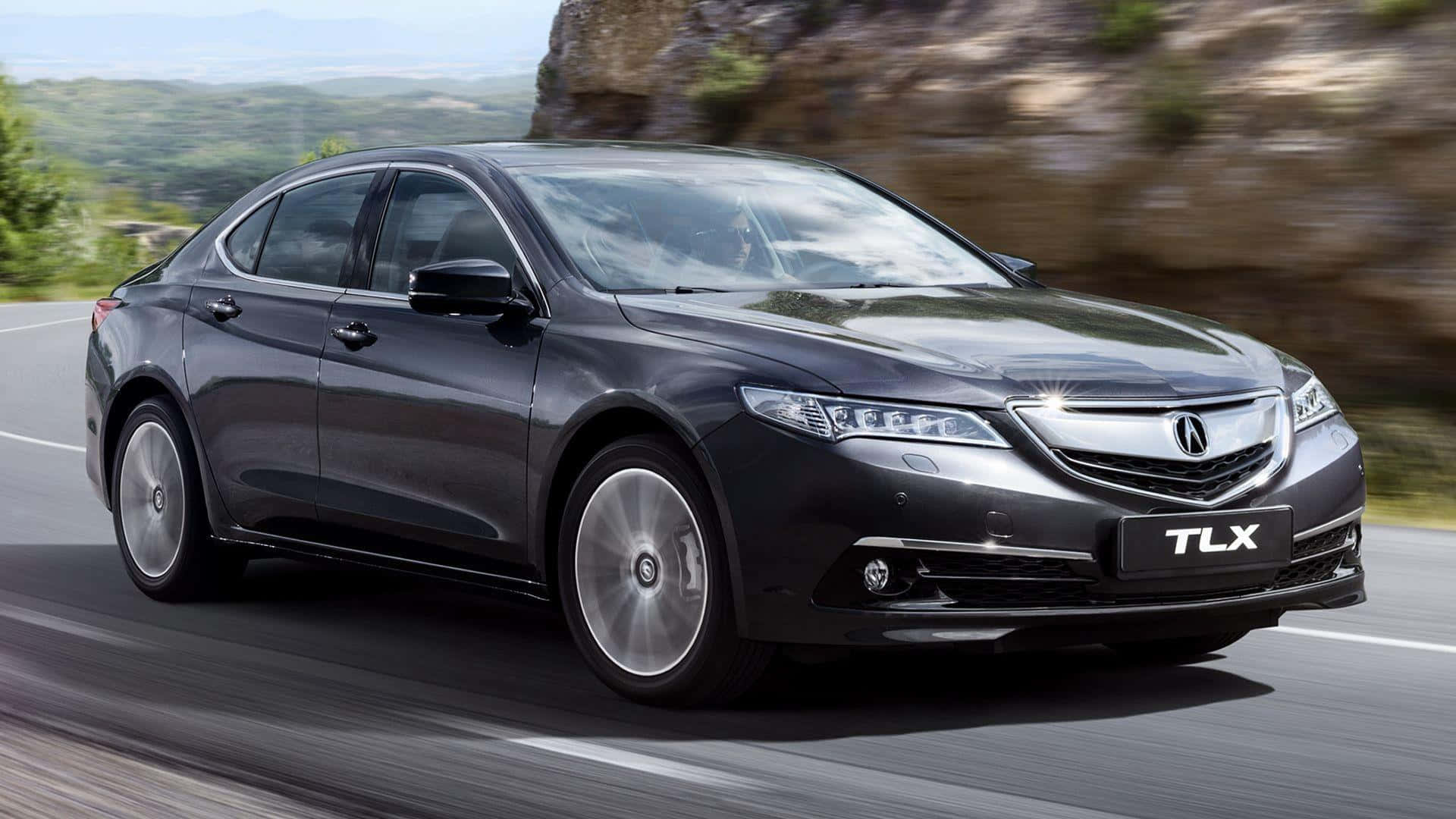 Acura TLX, sleek black, winding mountain road, Full HD Desktop Wallpaper