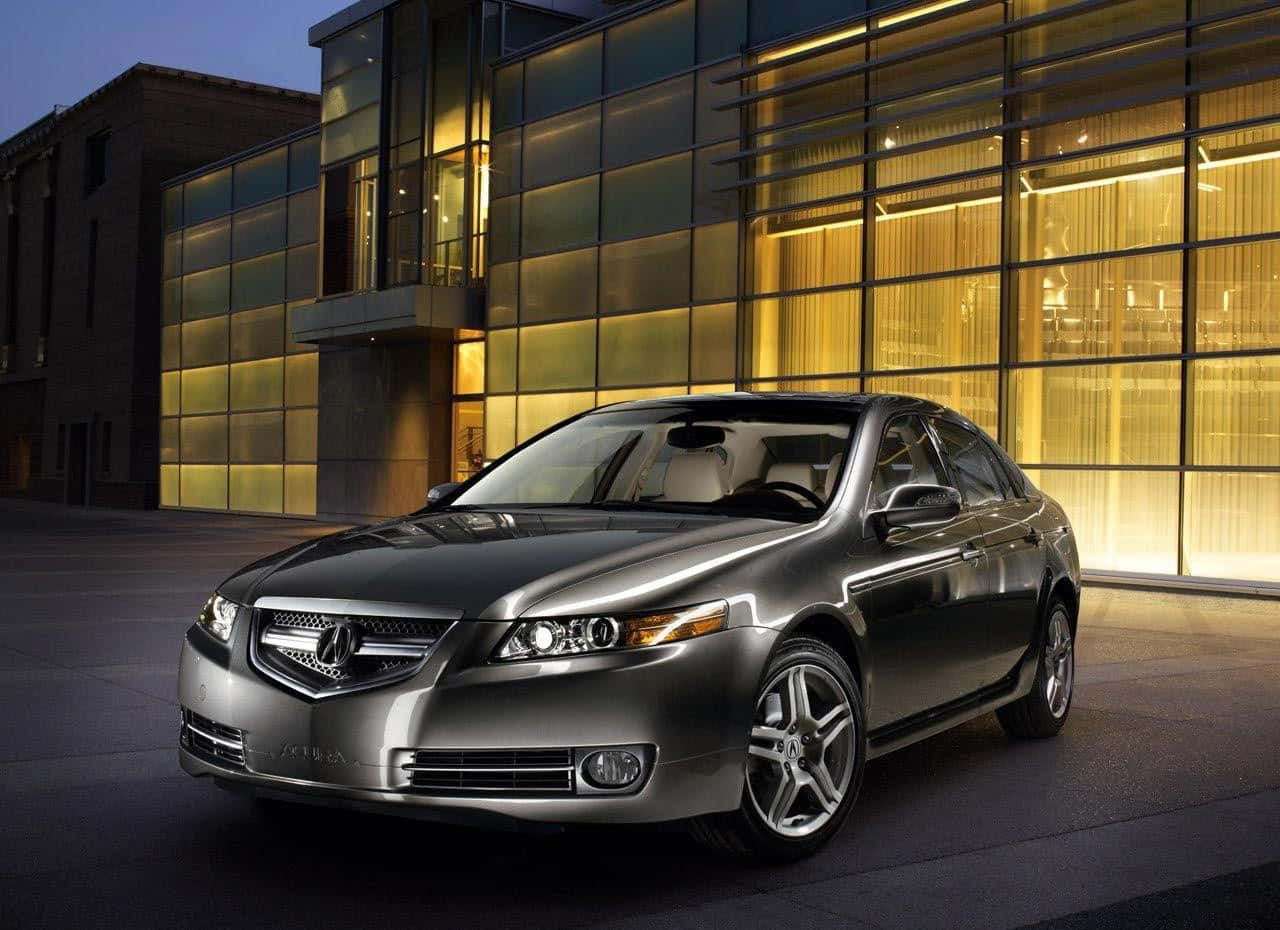 Acura TLX, silver, twilight lights, HD Desktop Wallpaper