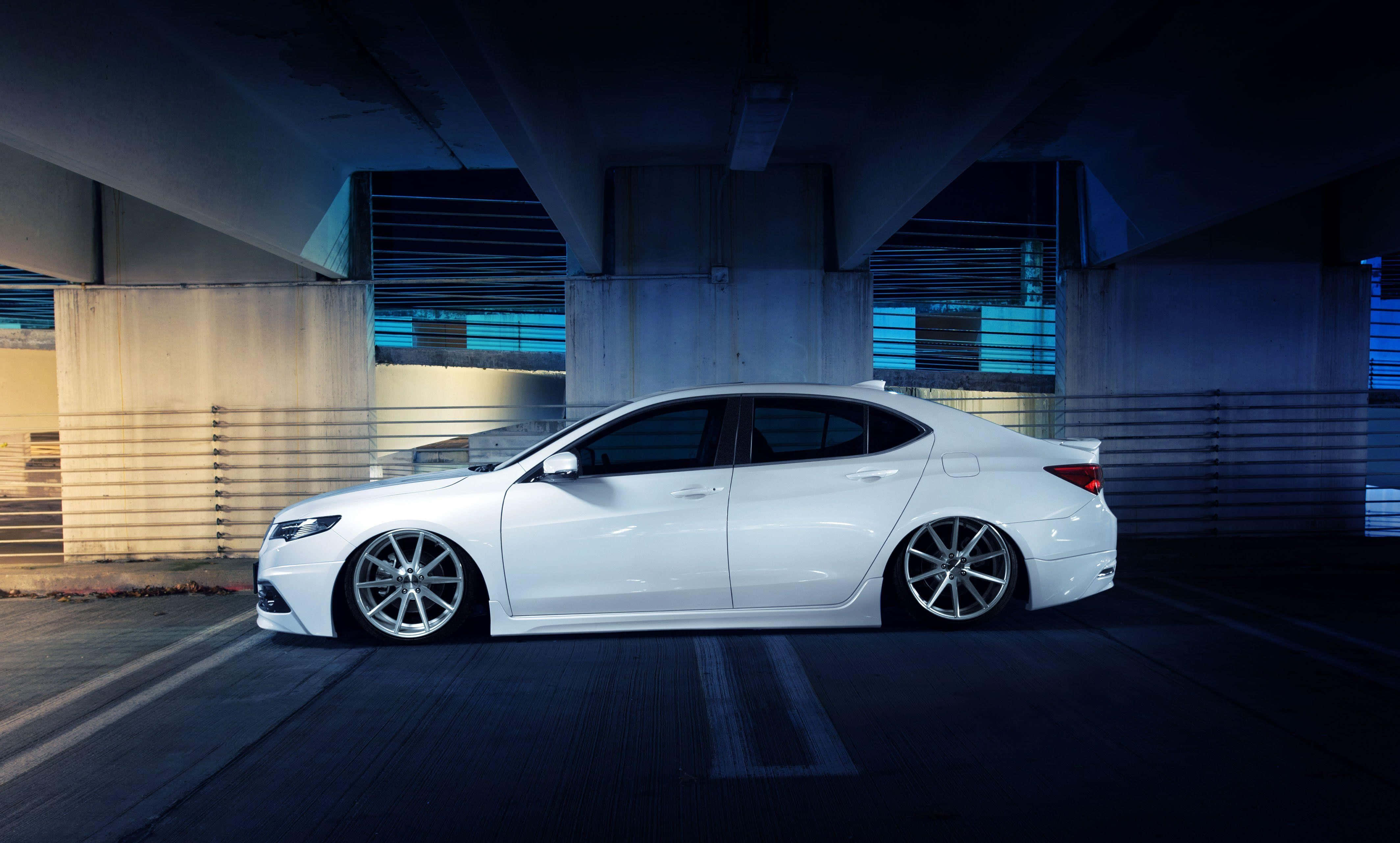 Acura TLX, white, custom wheels, 4K Desktop Wallpaper