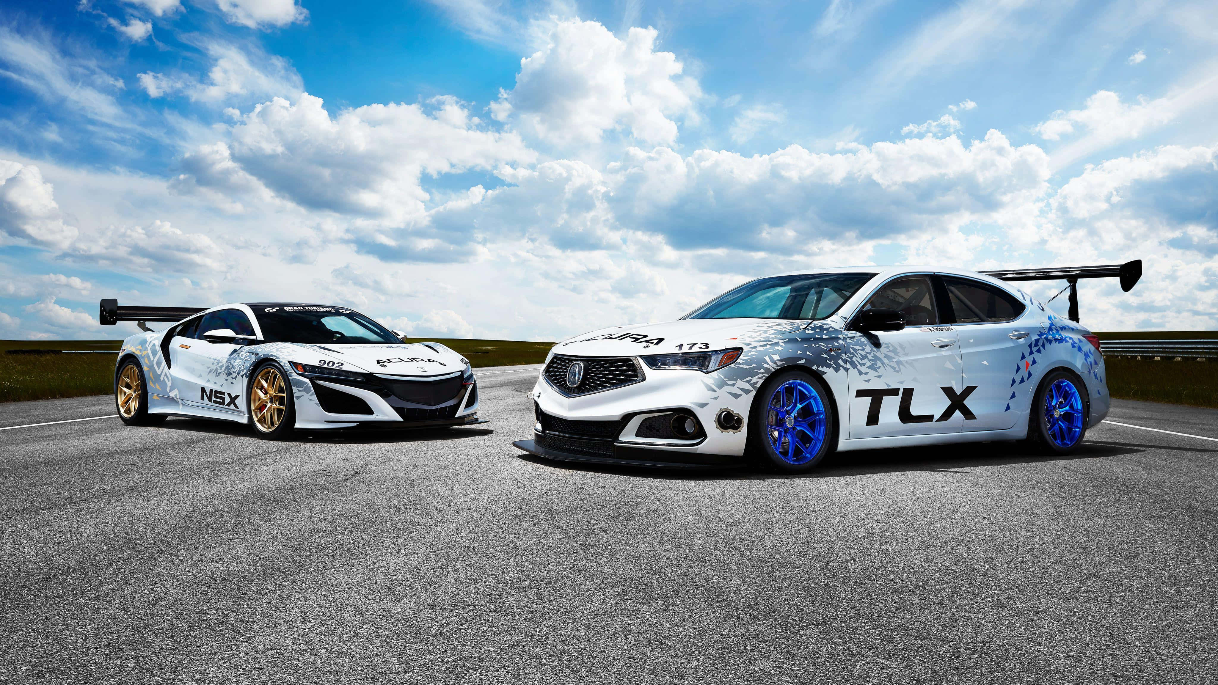 Acura TLX, white, blue and gold accents, 4K Desktop Wallpaper