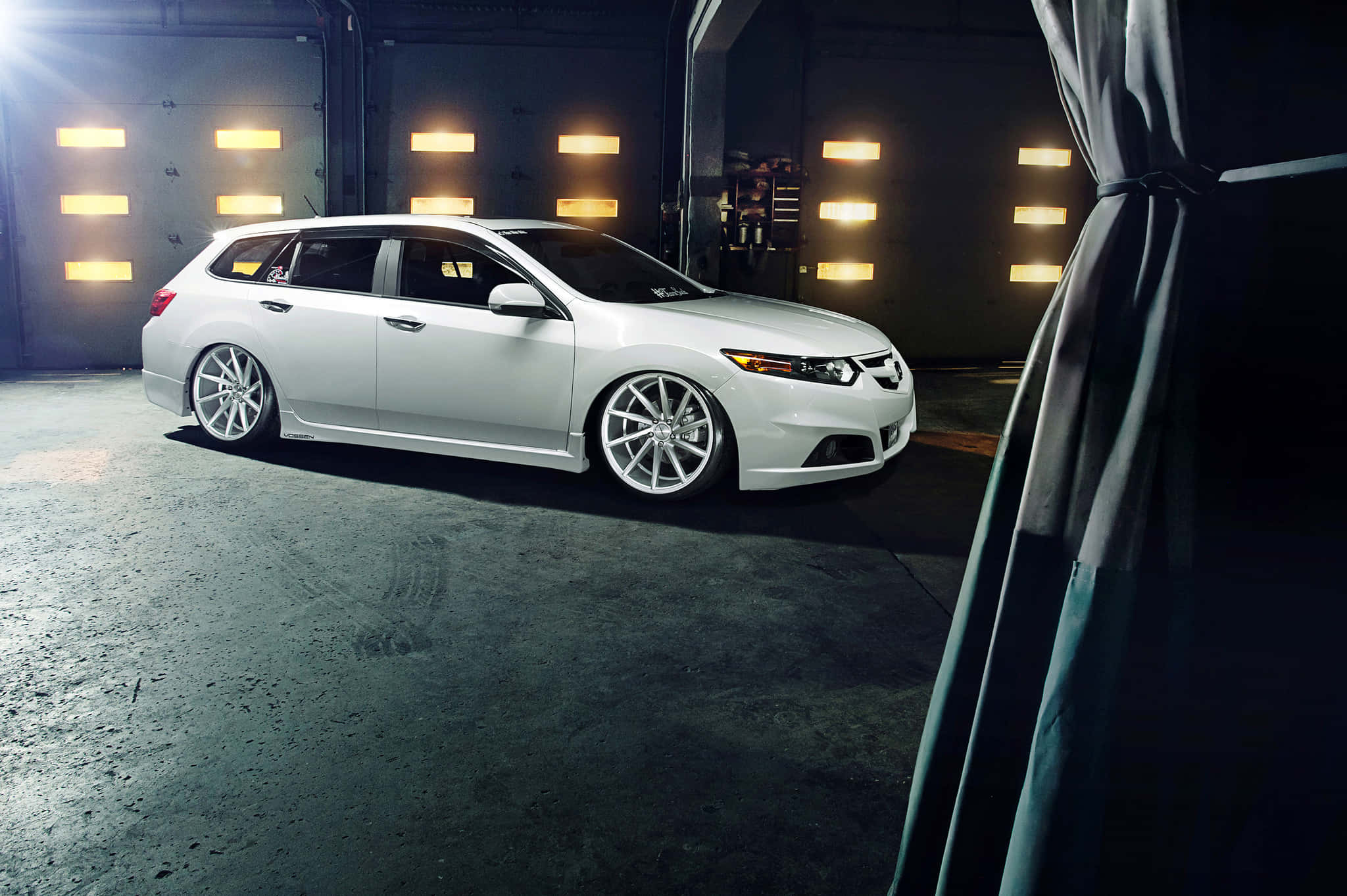 Acura TSX, white station wagon, custom wheels, Full HD Desktop Wallpaper