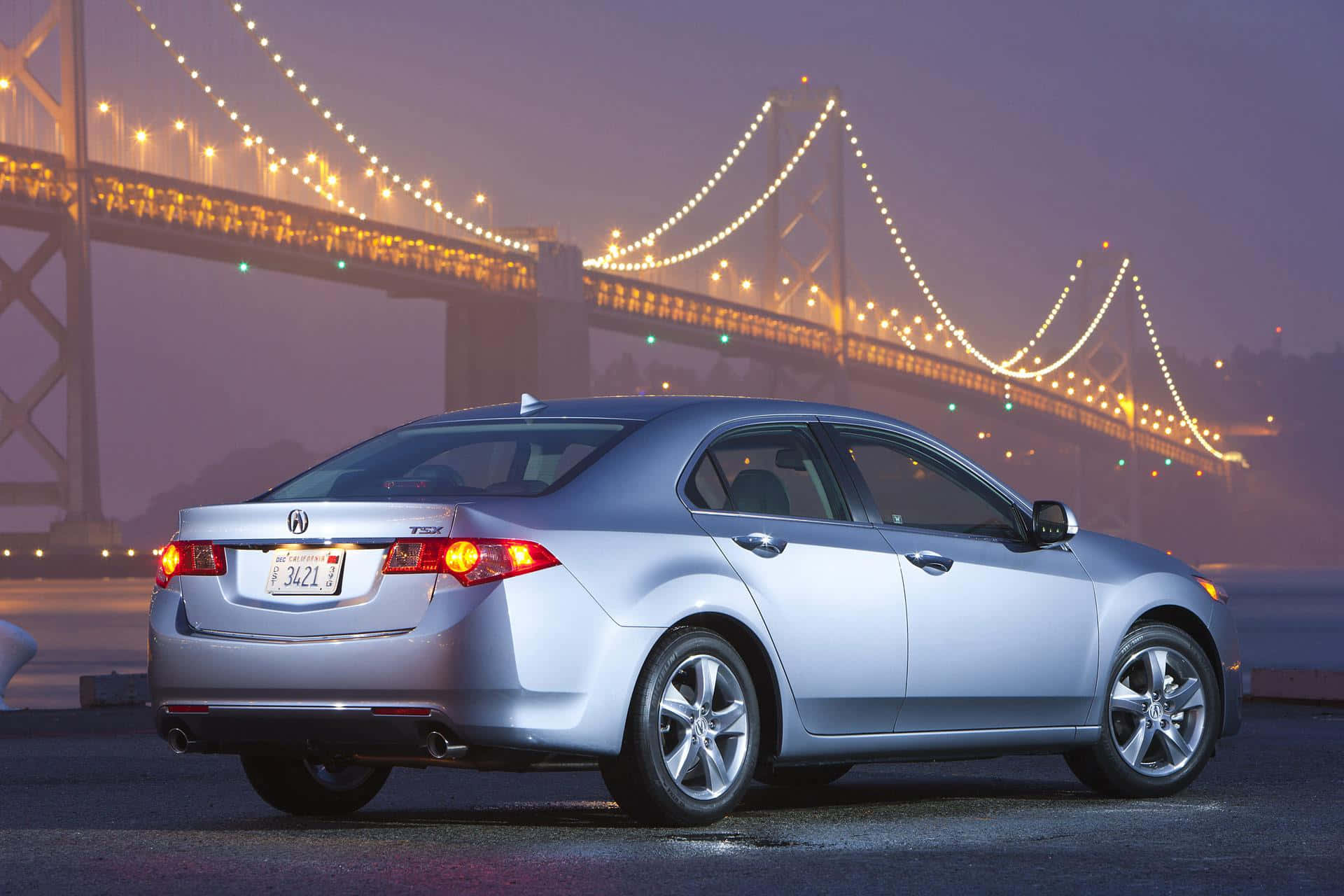 Acura TSX, silver sedan, dusk, Full HD Desktop Wallpaper