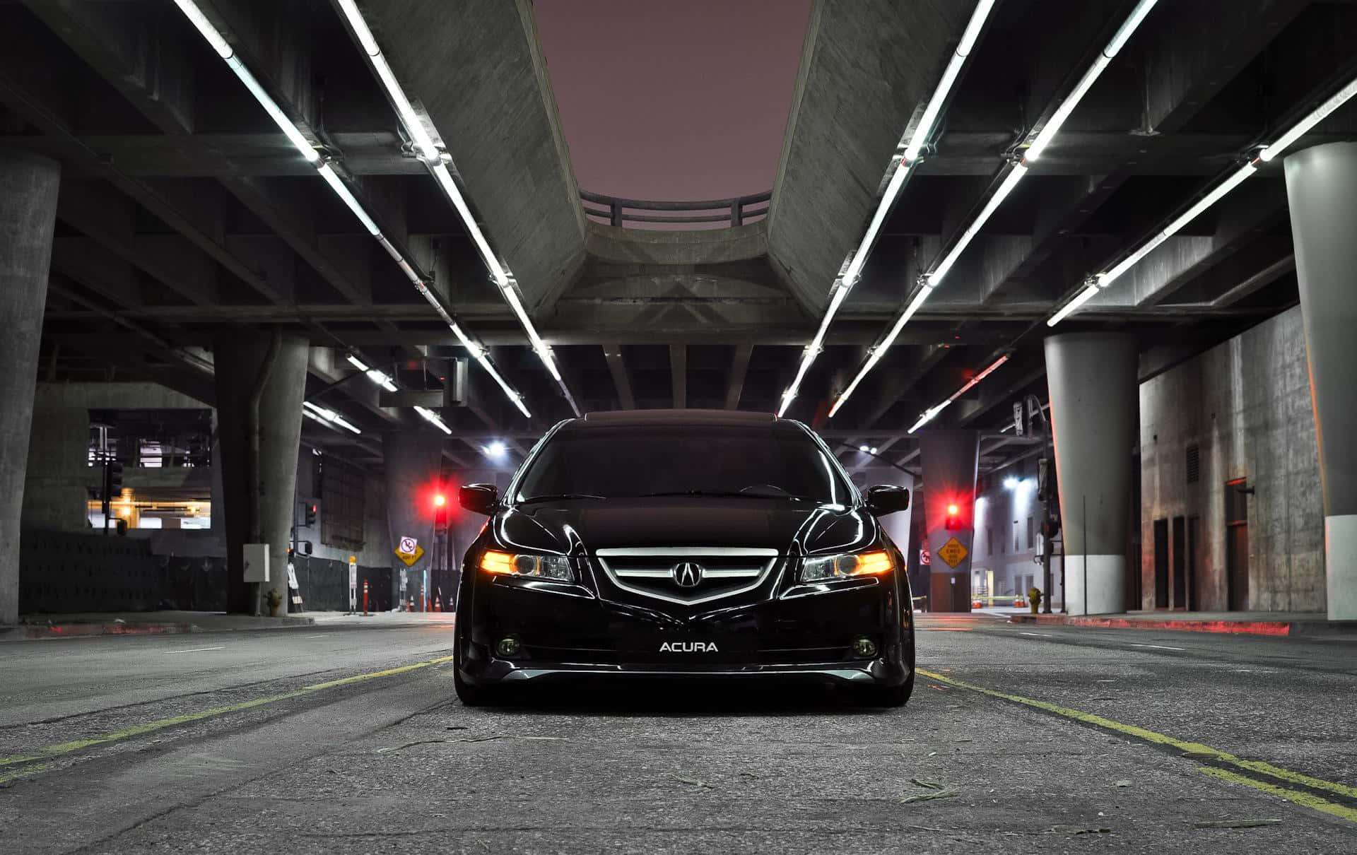 Acura TSX, black, concrete overpass, Full HD Desktop Wallpaper