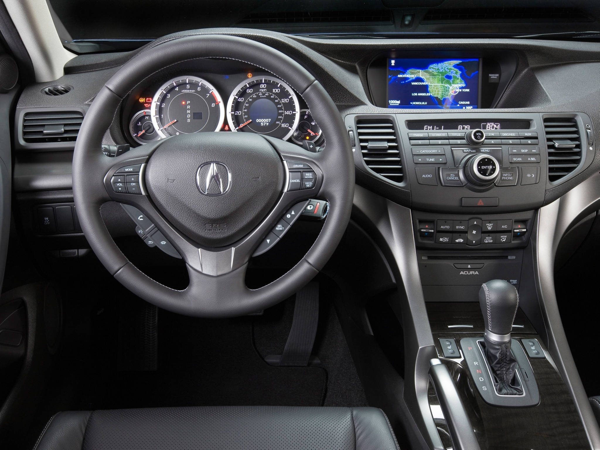 Acura TSX, sleek black, steering wheel, Full HD Desktop Wallpaper