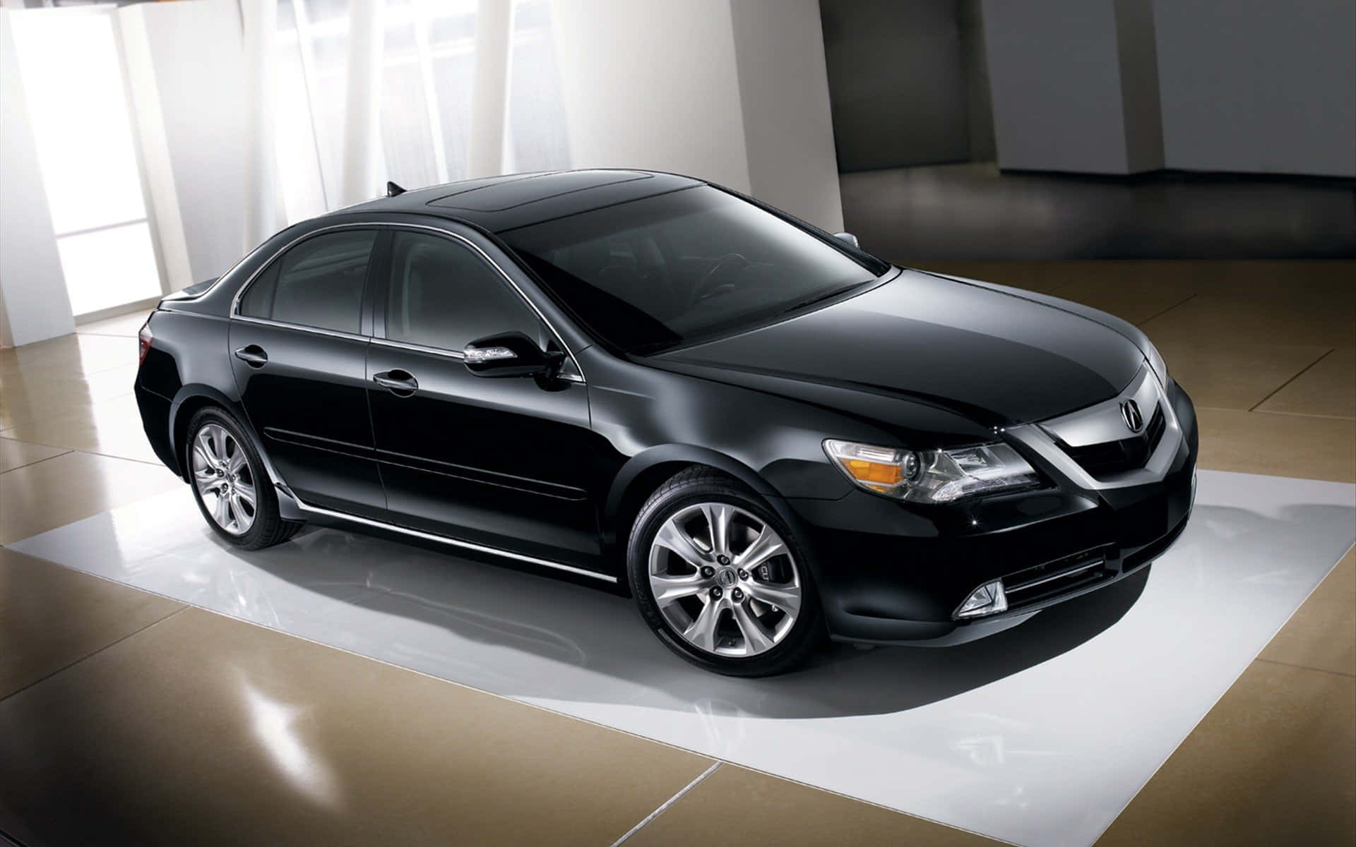 Acura TSX, sleek black sedan, studio lights, Full HD Desktop Wallpaper