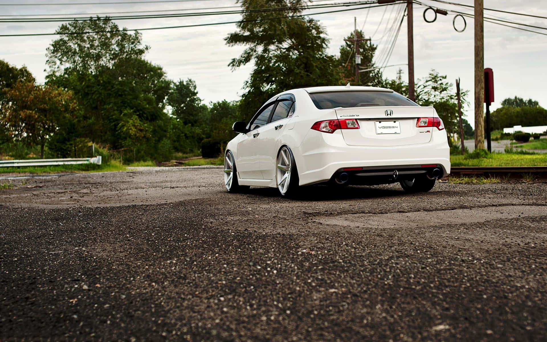 Acura TSX, white sedan, custom wheels, Full HD Desktop Wallpaper