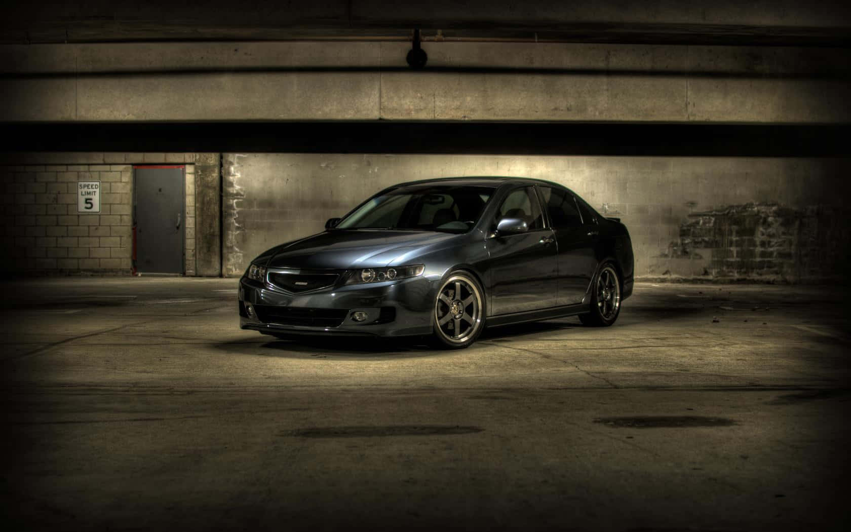 Acura TSX, dark gray, concrete garage, HD Desktop Wallpaper