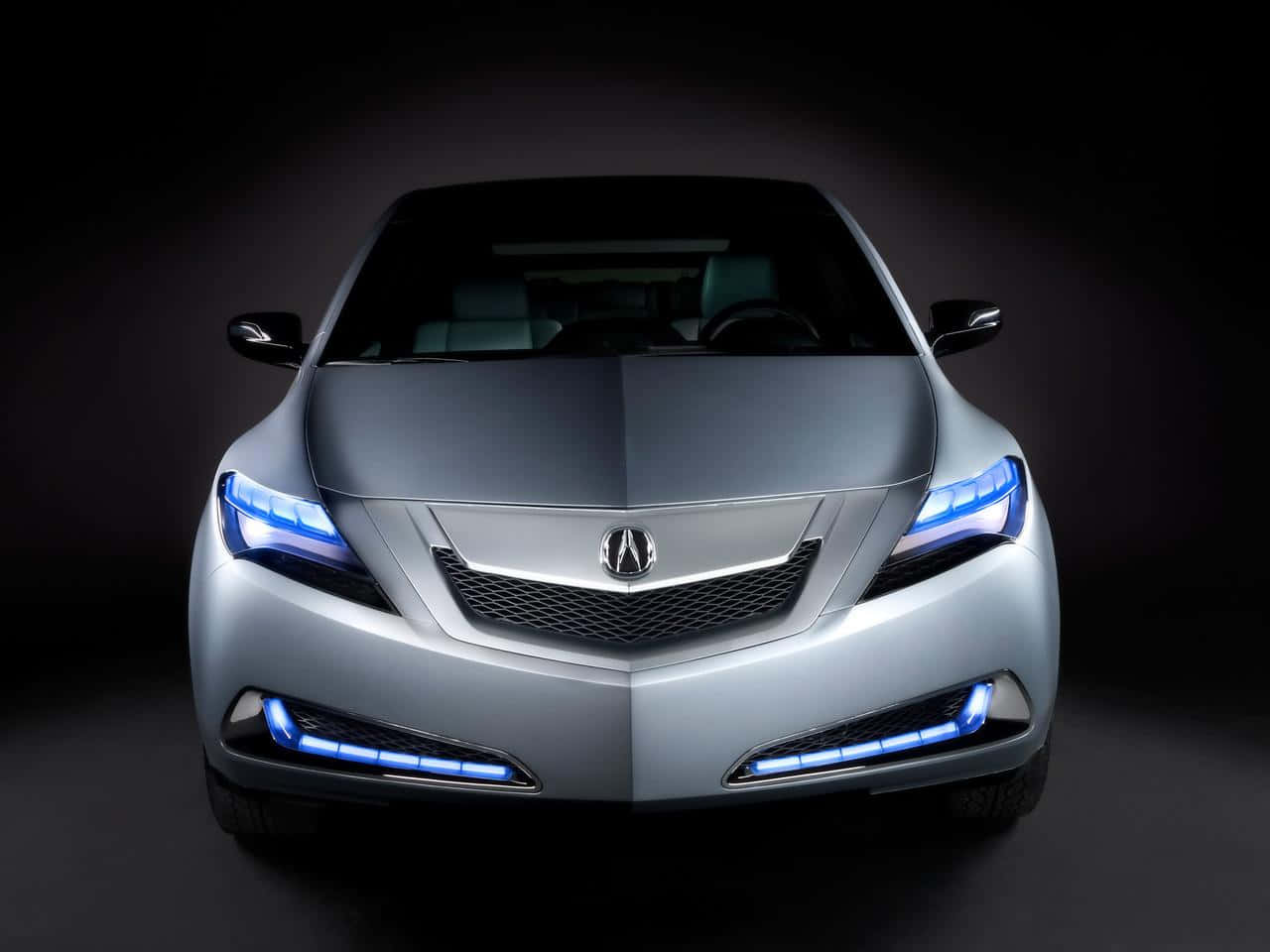 Acura TSX, silver, glowing blue headlights, HD Desktop Wallpaper