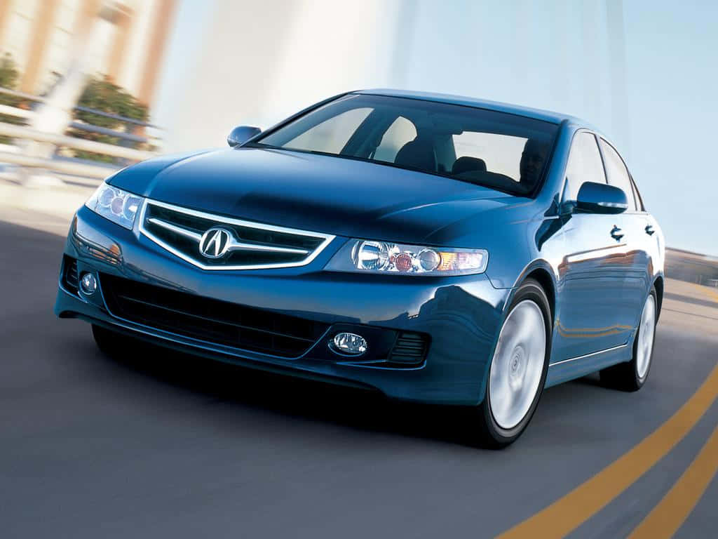 Acura TSX, sleek blue, sunlit road, SD Desktop Wallpaper