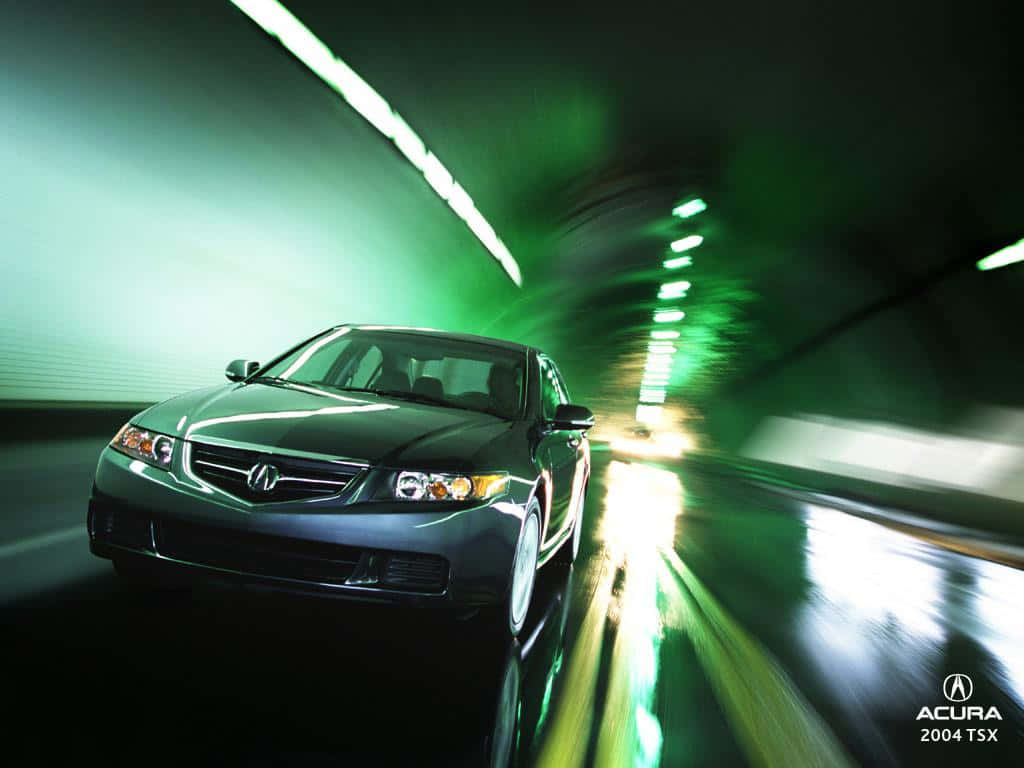 Acura TSX, green, tunnel, SD Desktop Wallpaper