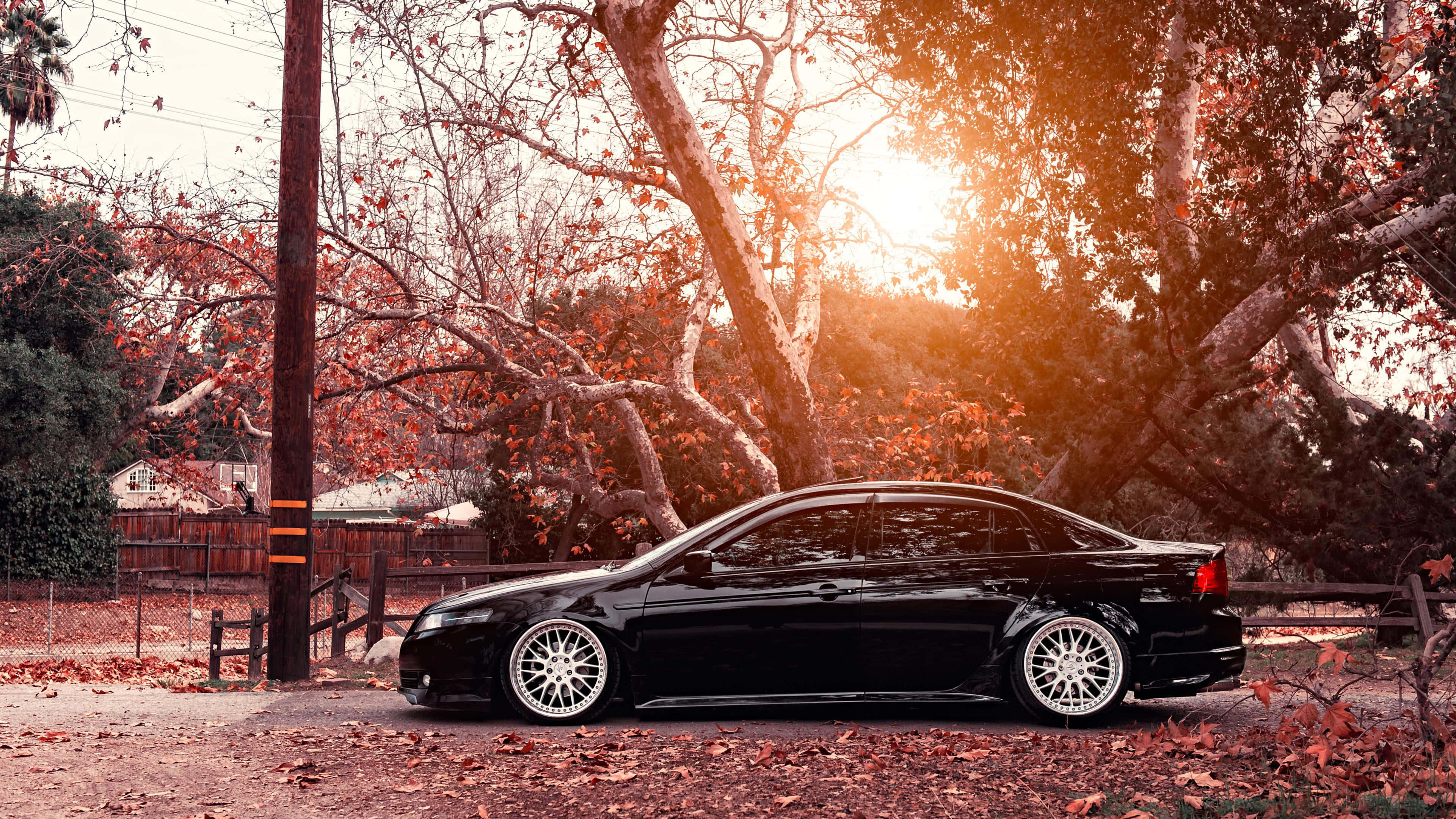 Acura TSX, black sedan, white rims, 4K Desktop Wallpaper