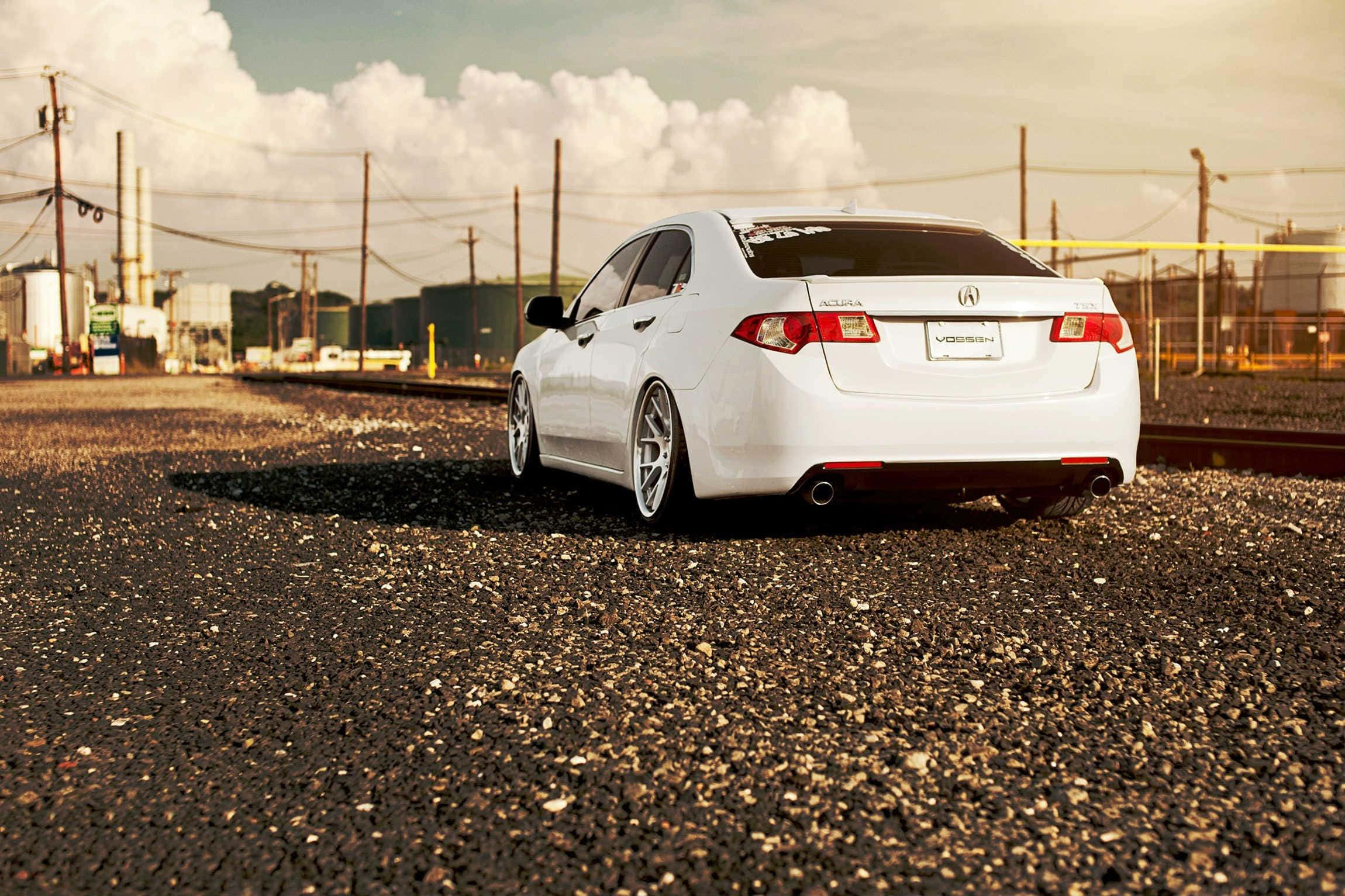 Acura TSX, white, gravel, Full HD Desktop Wallpaper