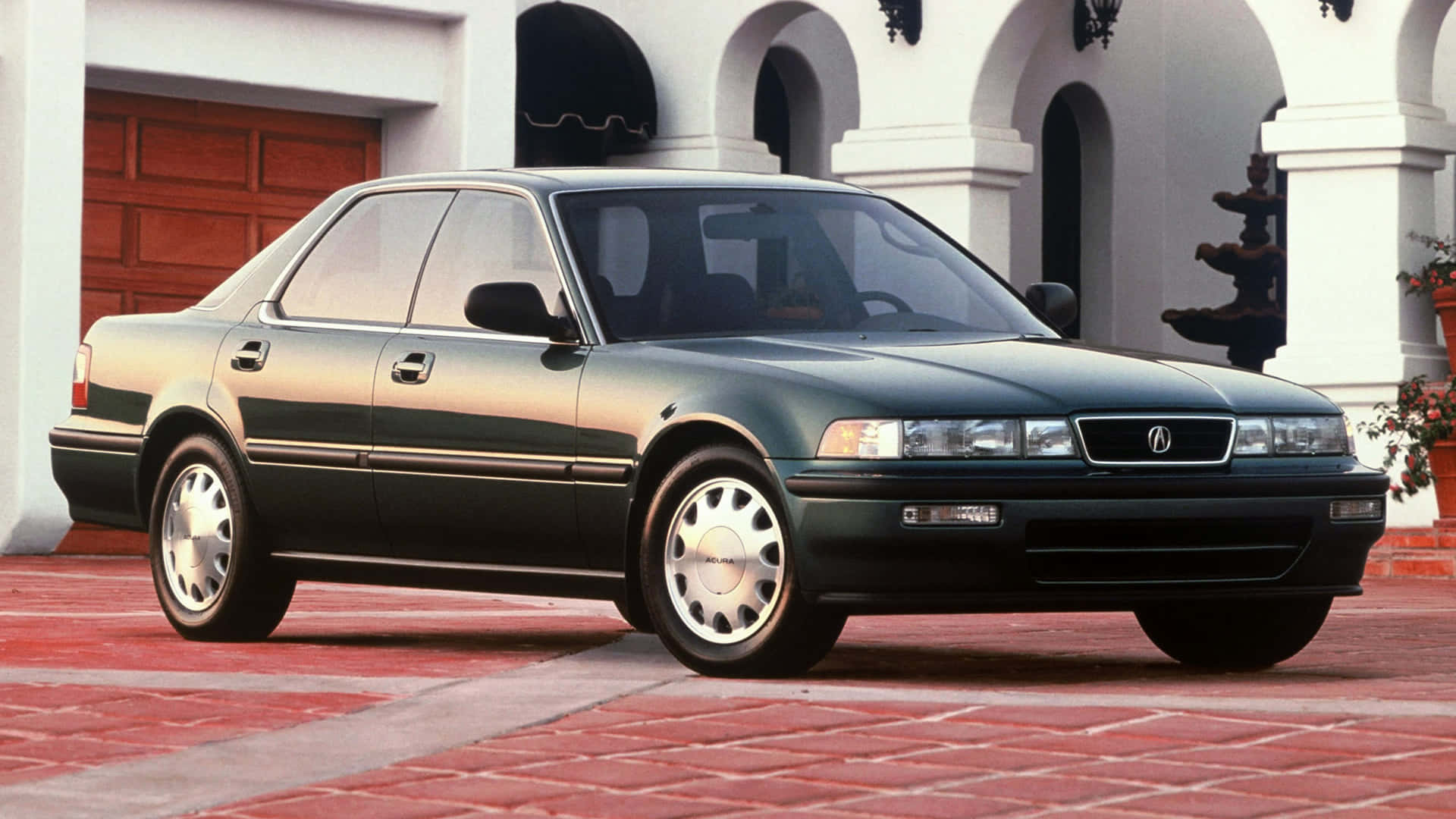 Acura Vigor, dark green, red brick pavement, Full HD Desktop Wallpaper