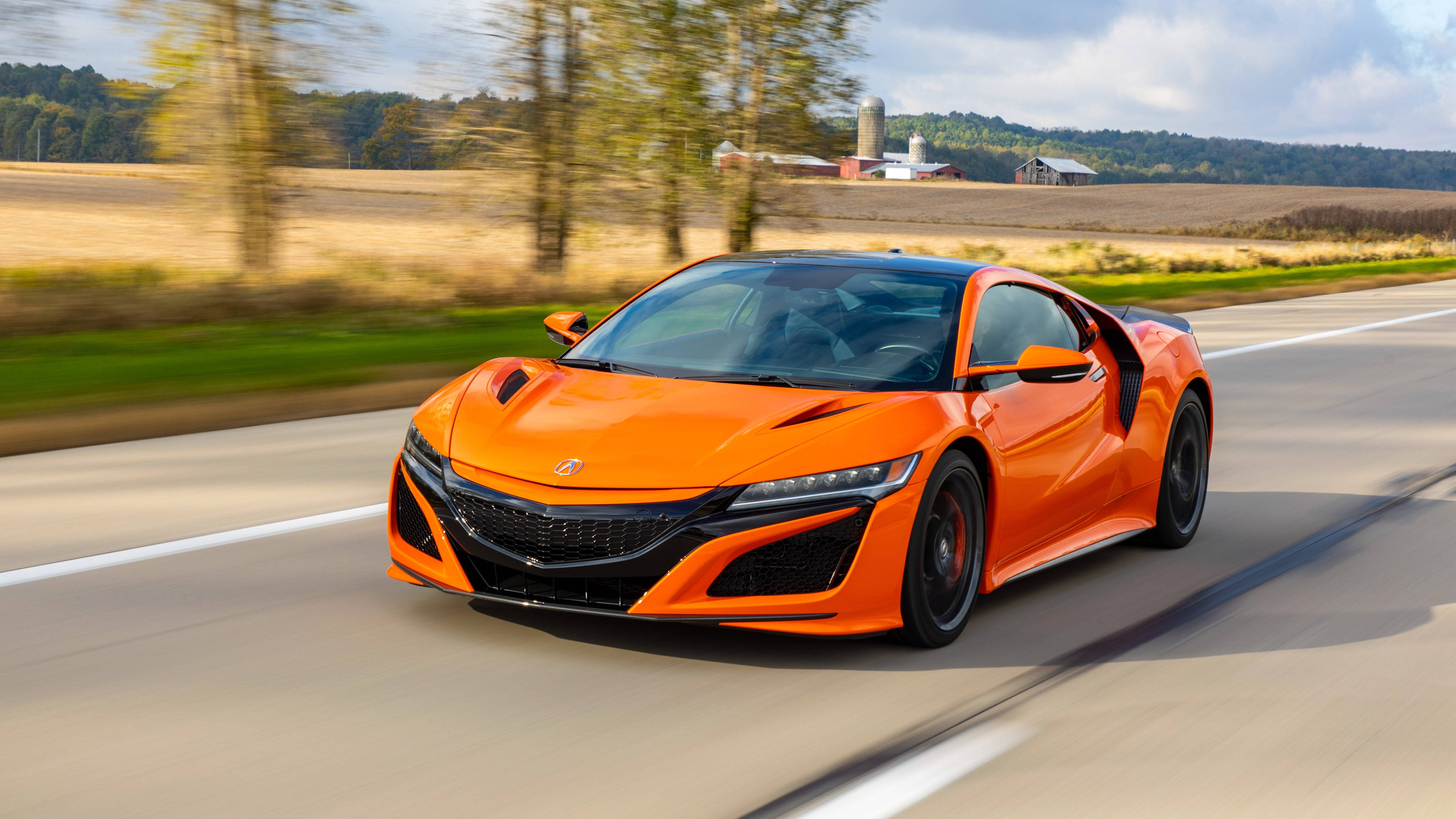 orange, Acura, sports car, 4K Desktop Wallpaper