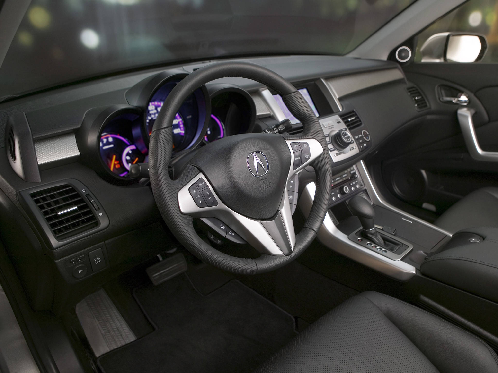 Acura, black steering wheel, black leather seats, Full HD Desktop Wallpaper