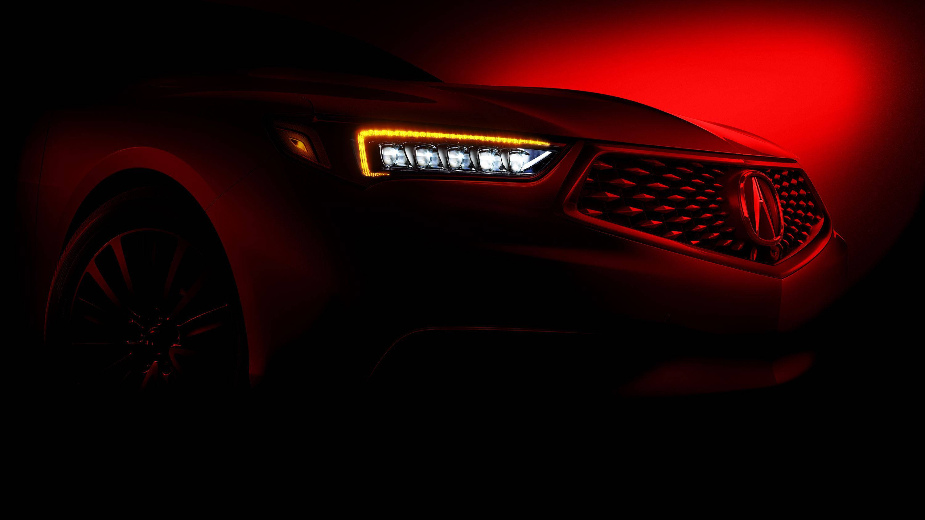 Acura, dark red effect, LED headlights, 2K Desktop Wallpaper