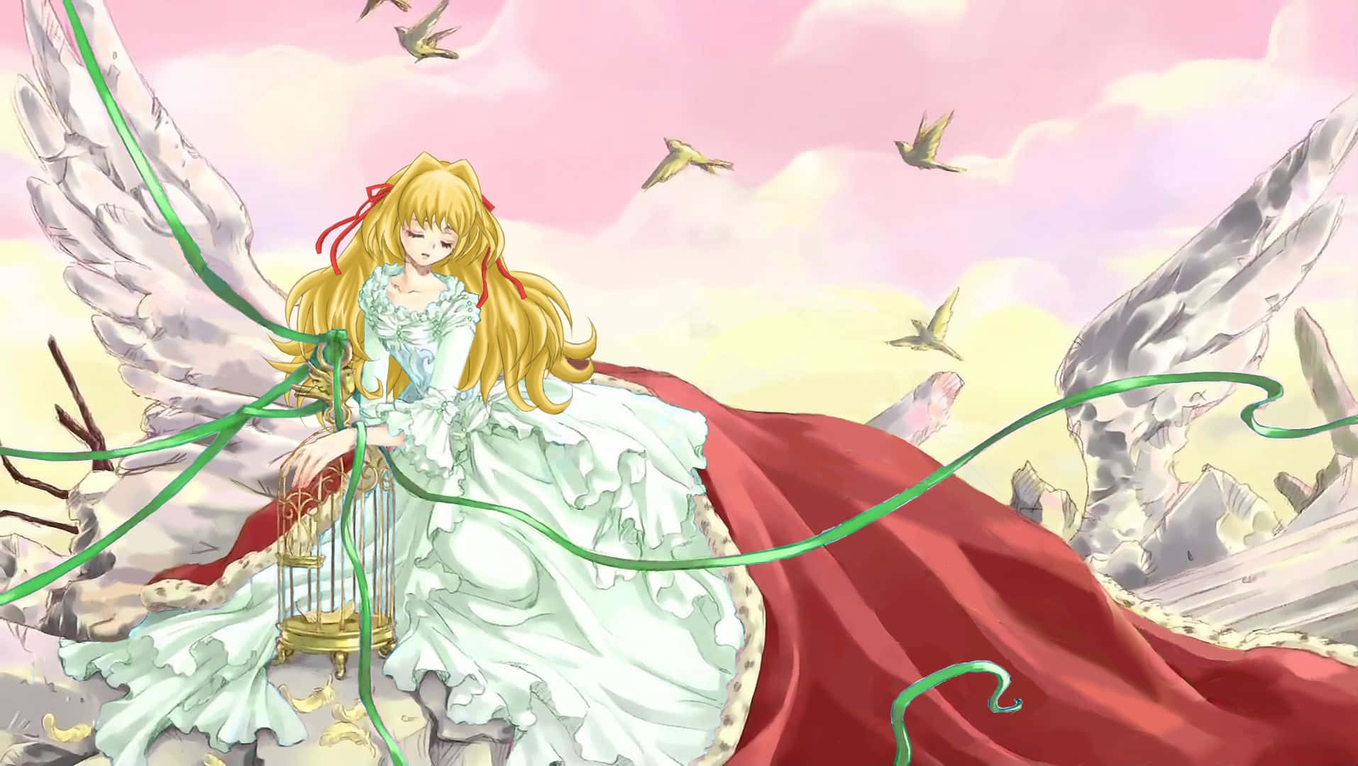 Ada Vessalius, golden-haired anime angel, white gown, HD Desktop Wallpaper