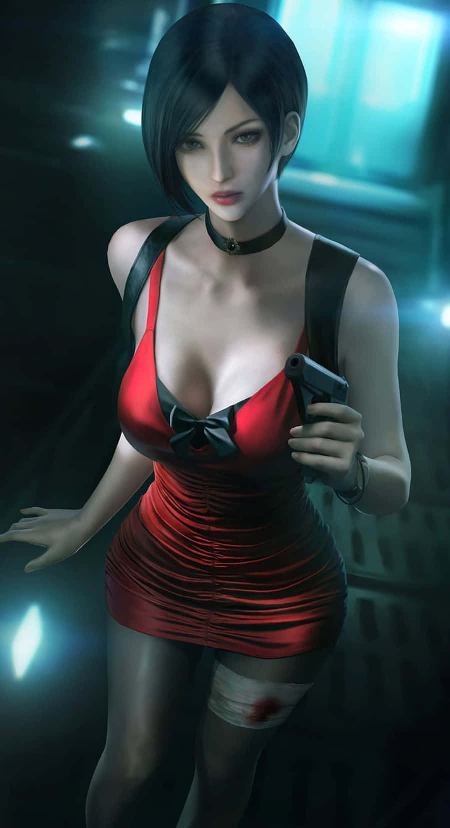 Ada Wong, red dress, pistol, HD Phone Wallpaper